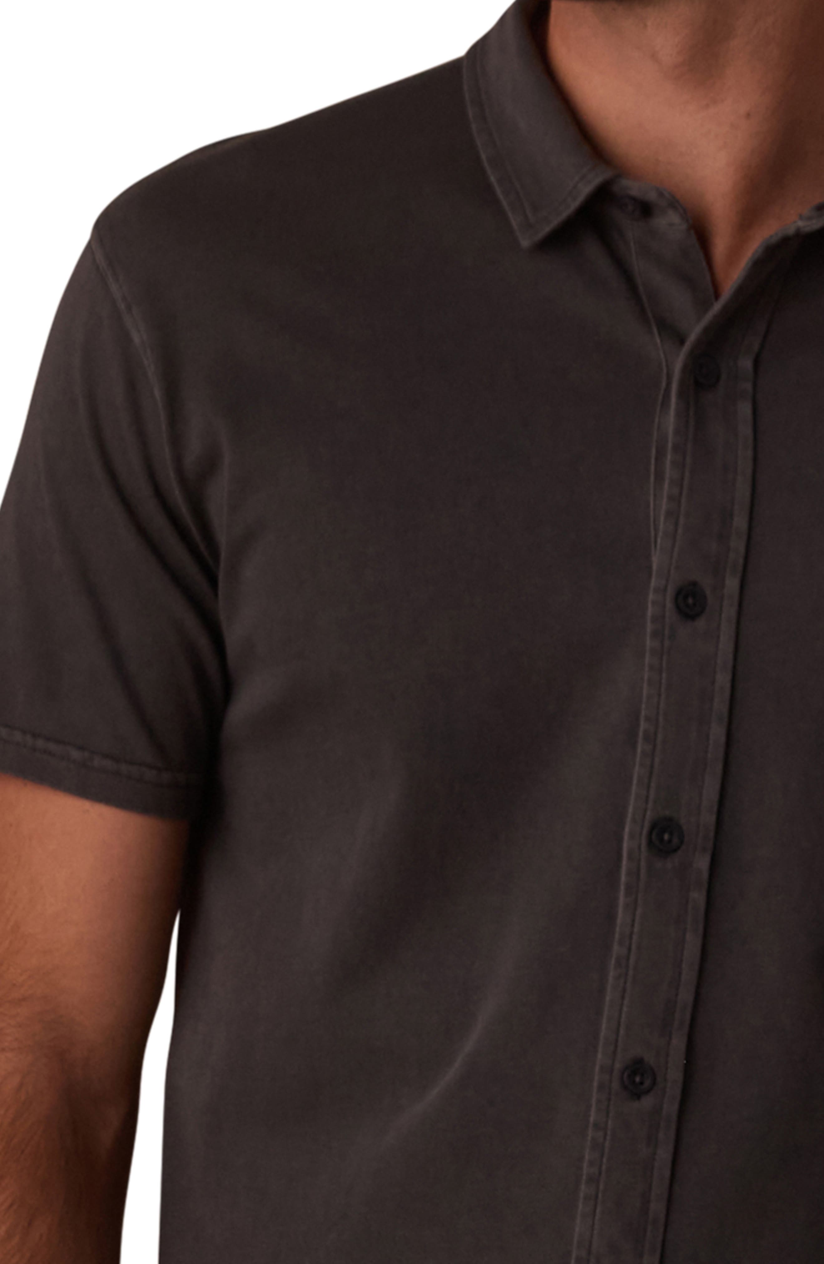Normal Short Sleeve Cotton Jersey Button-Up Shirt - image 2