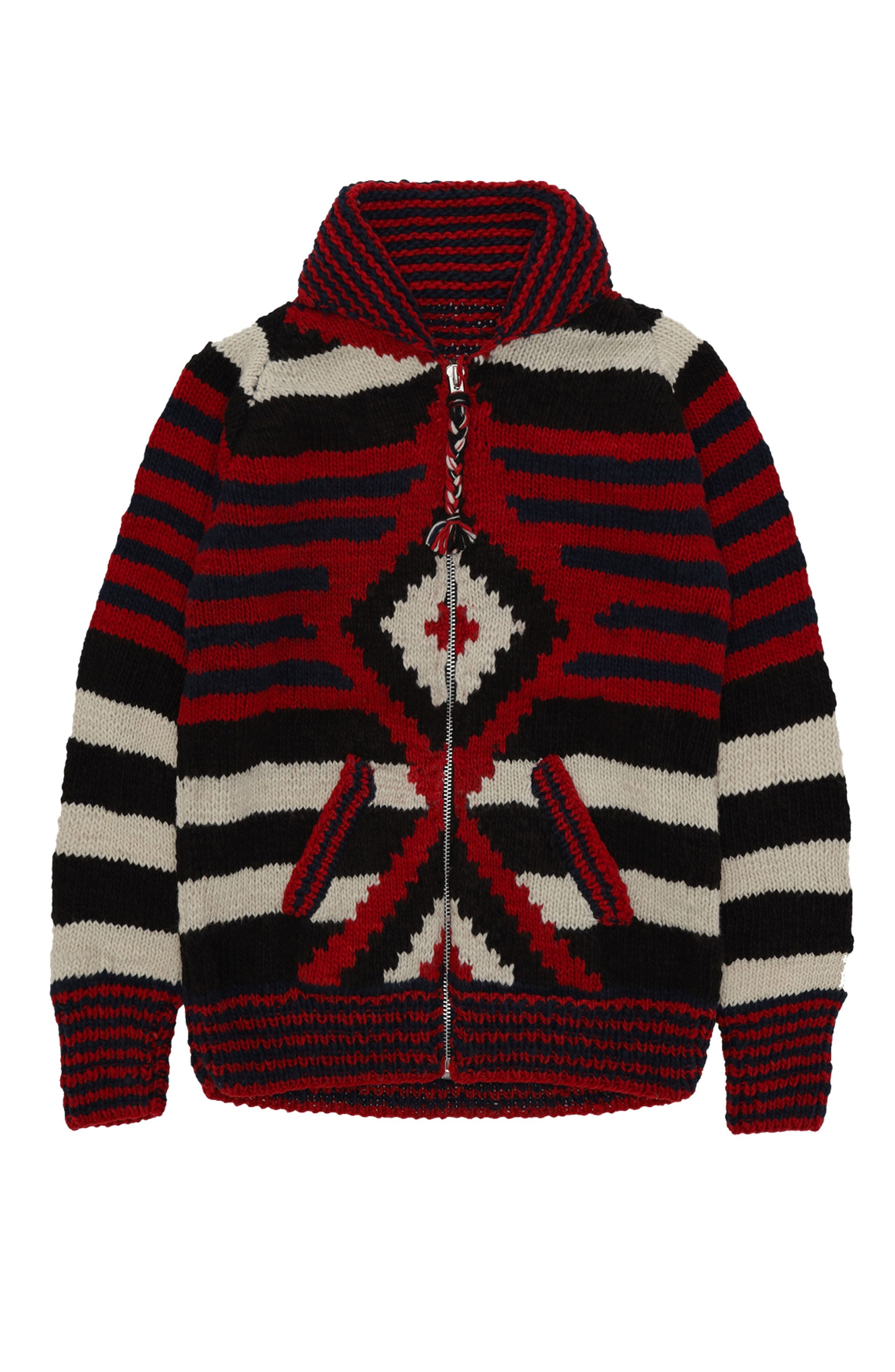 Diamond Pattern Merino Wool Cardigan - image 1