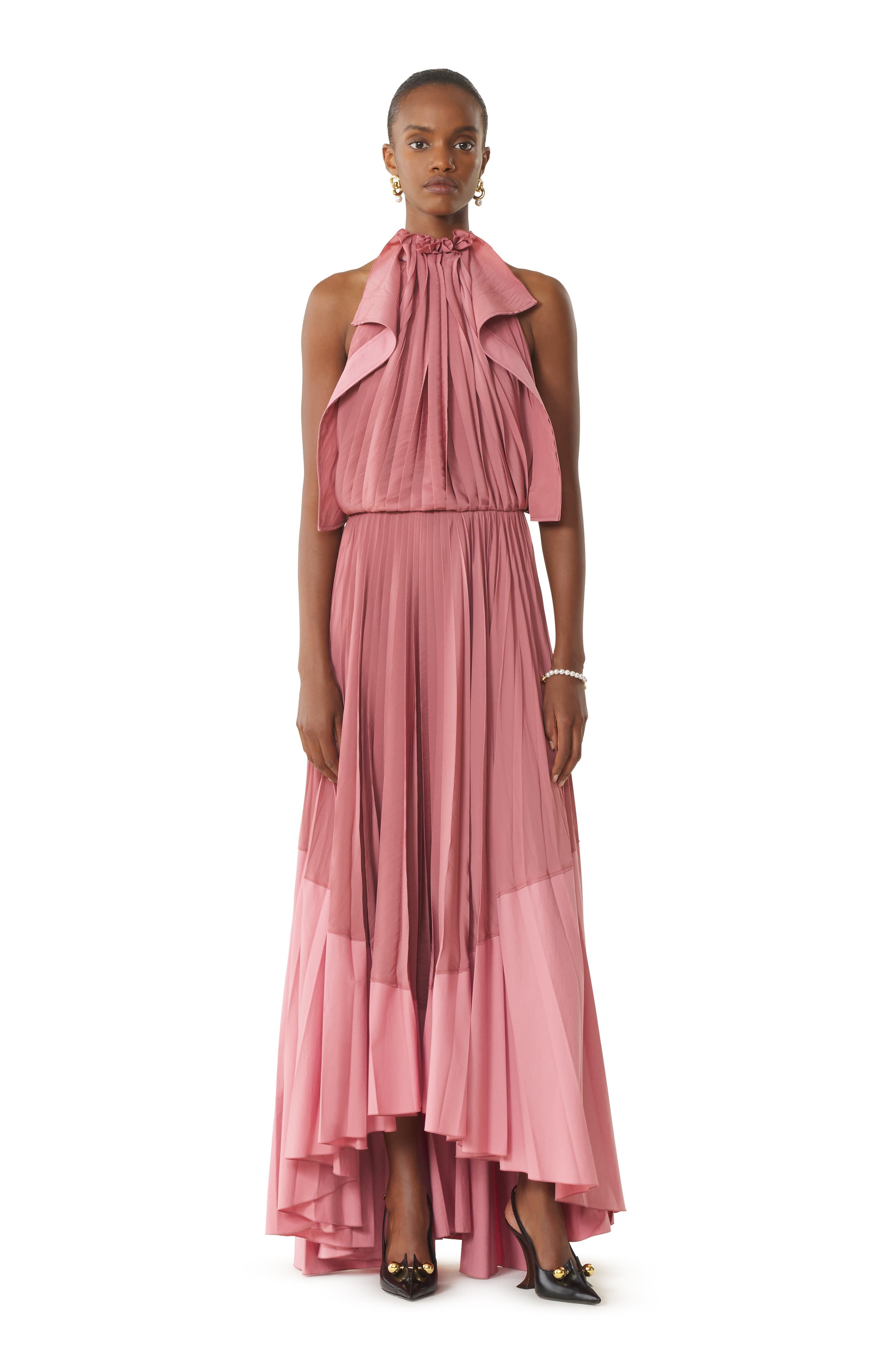Pleated Dress In Charmeuse And Cotton - image 1