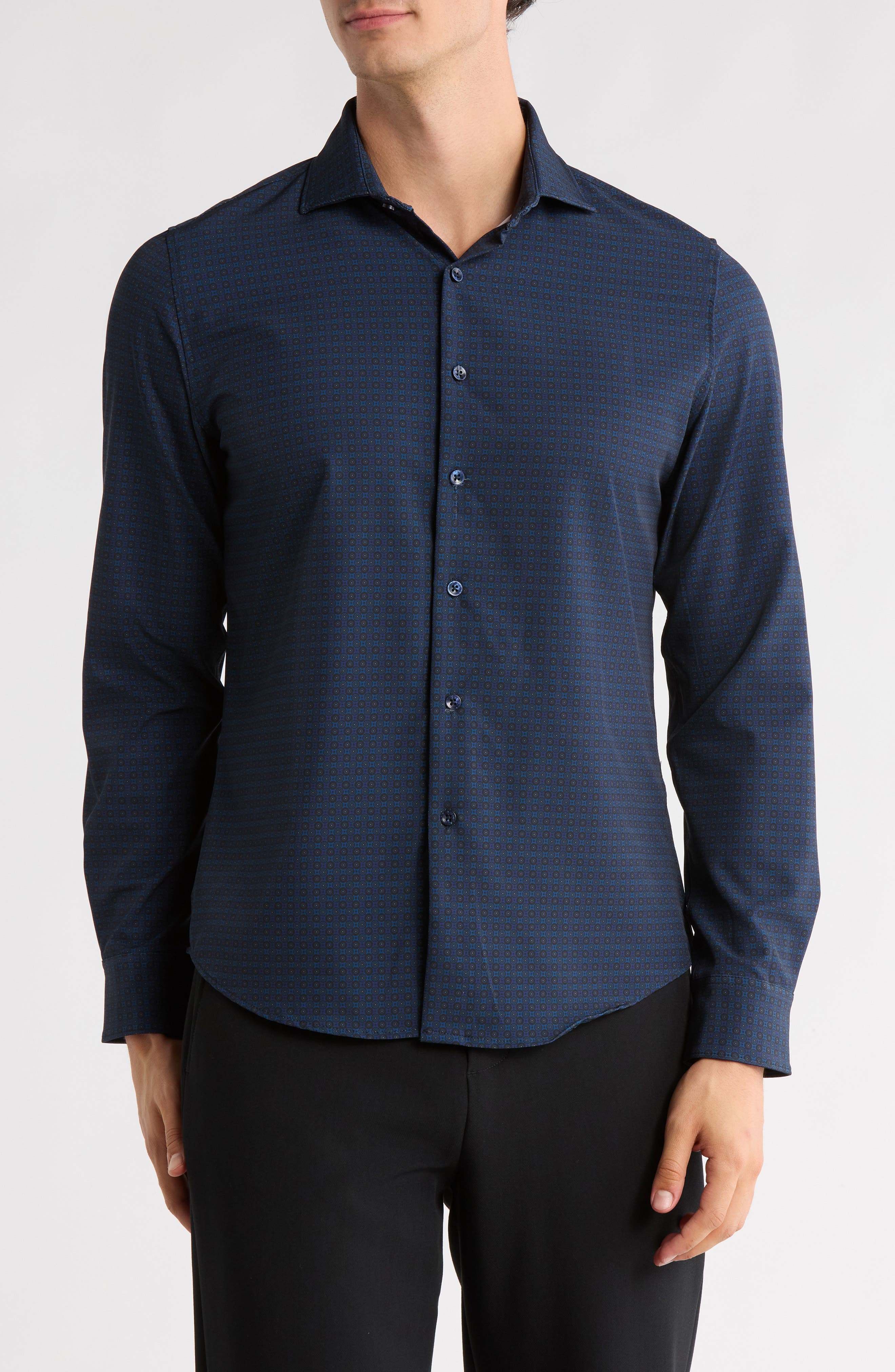 Geometric Medallion Print Long Sleeve Button-Up Shirt - image 1