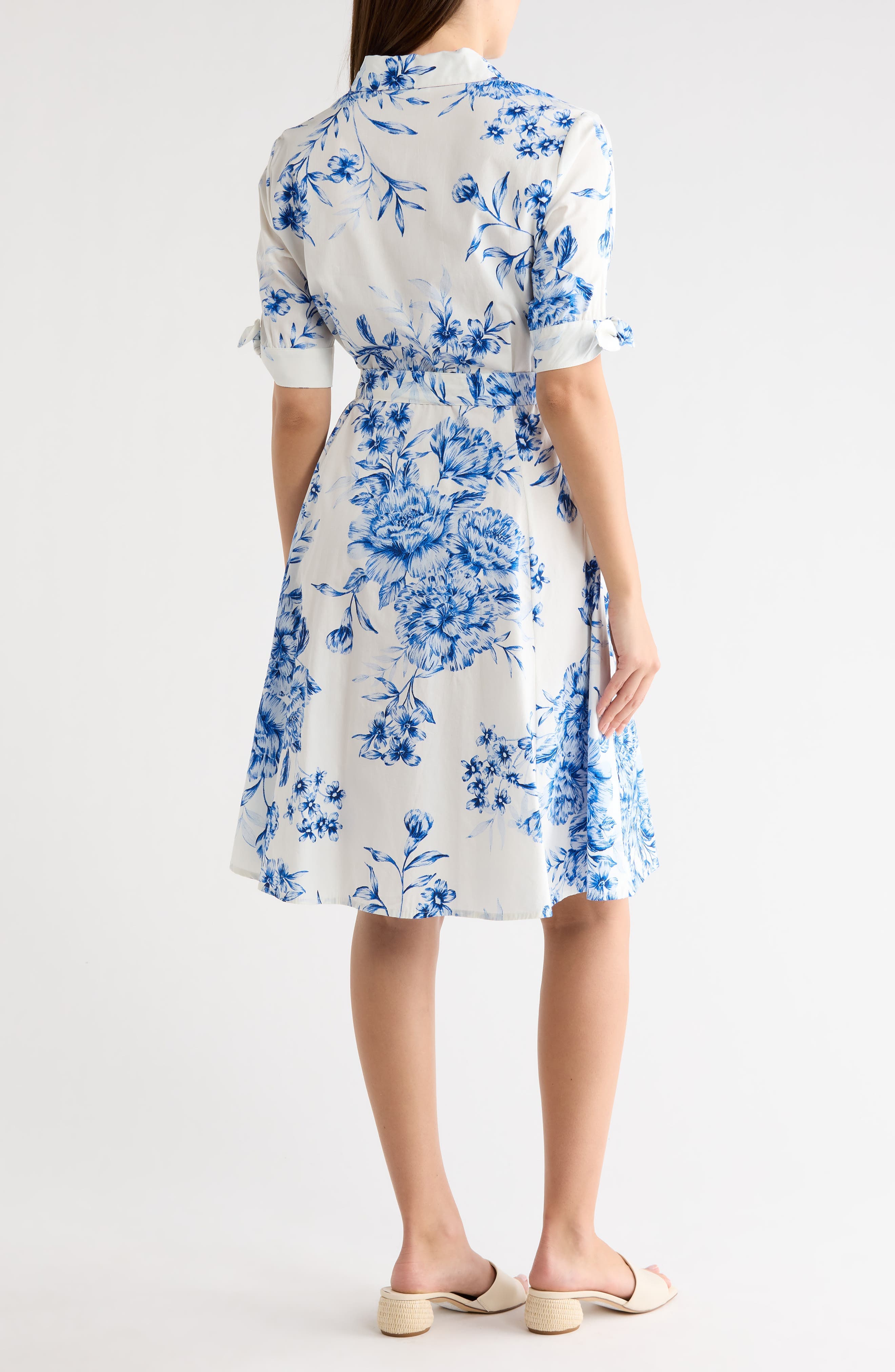 Floral Short Sleeve Cotton Shirtdress - image 2