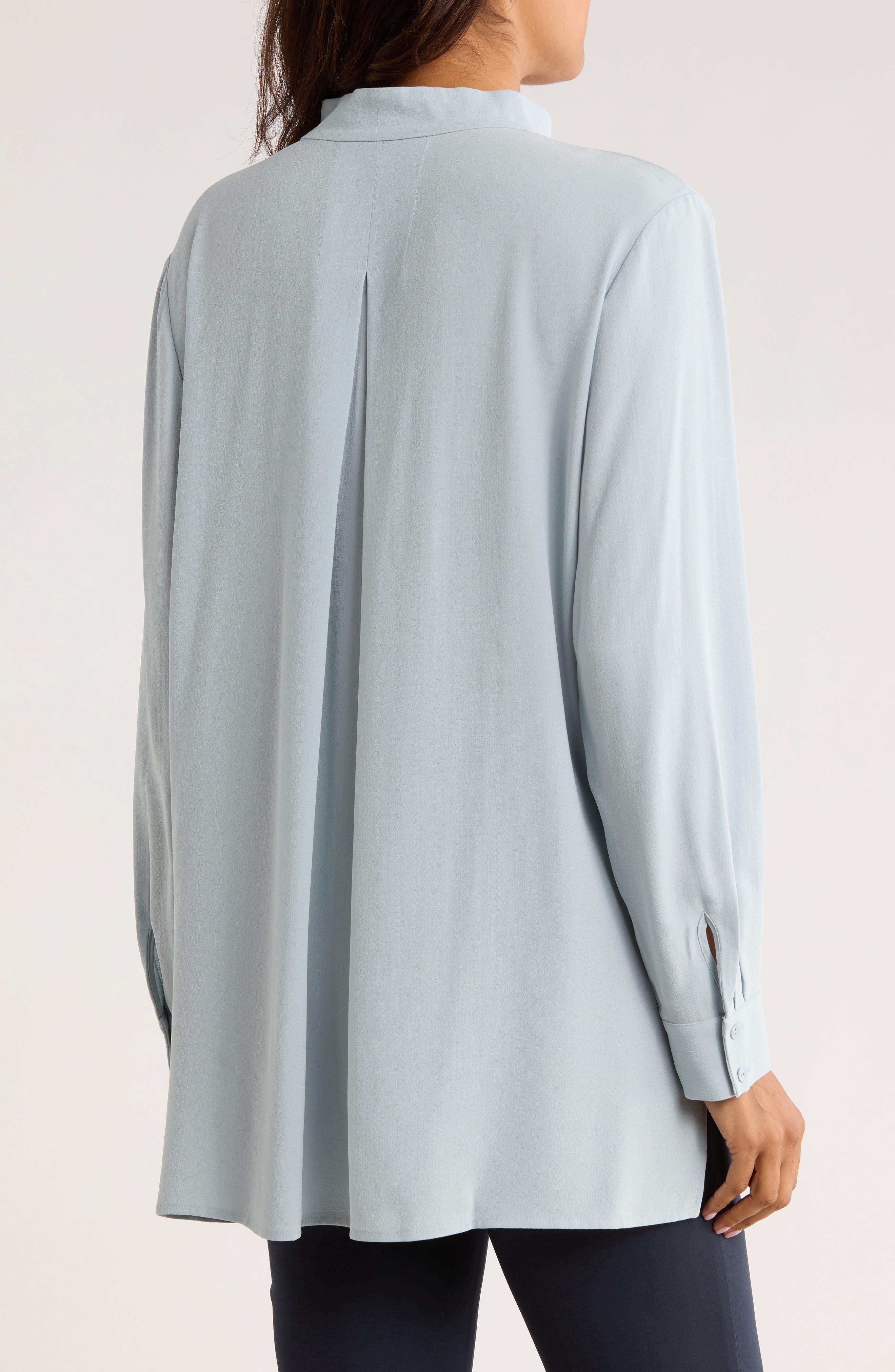 Split Stand Collar Silk Tunic - image 2