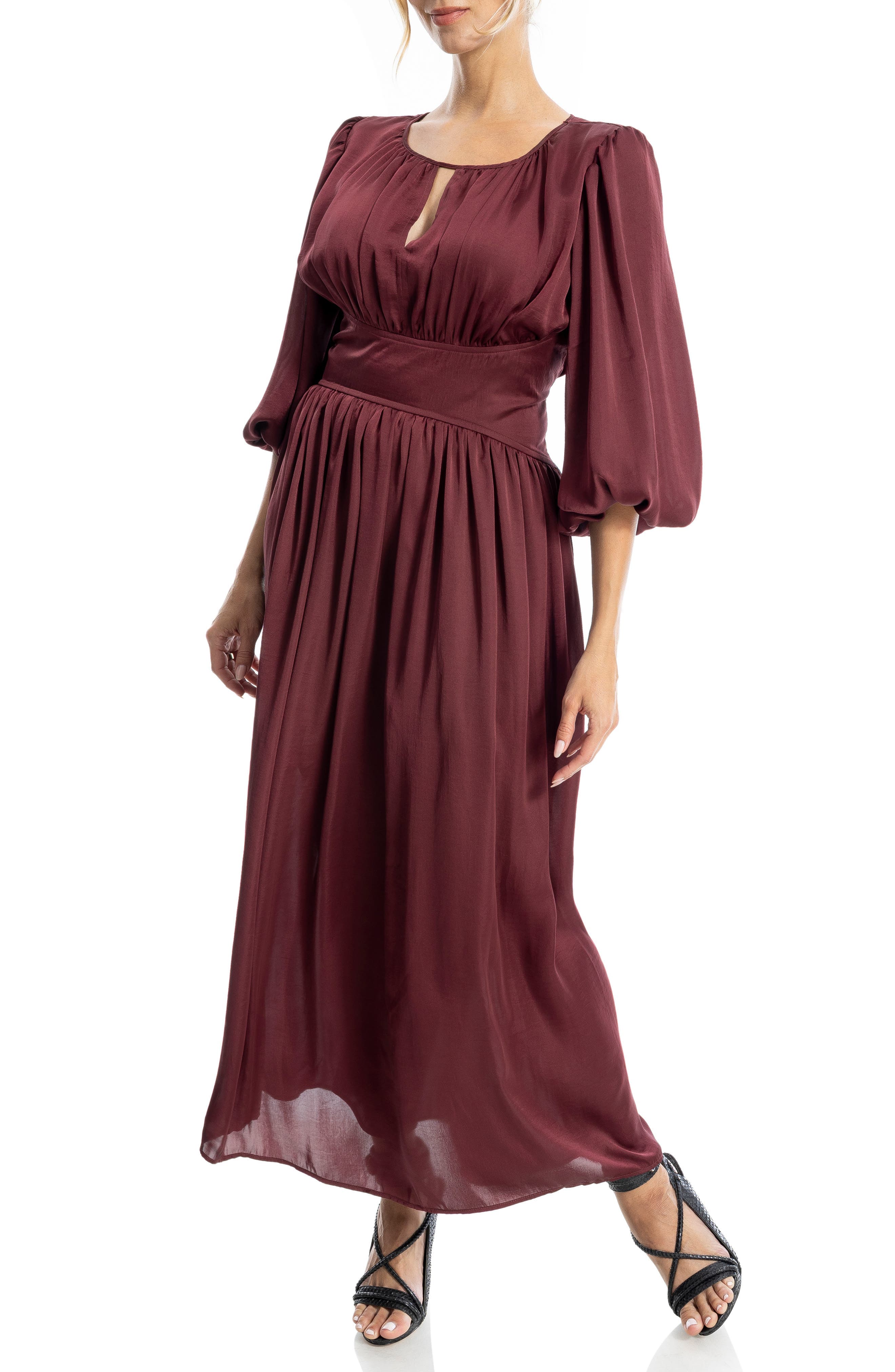 Keyhole Balloon Sleeve Maxi Dress - image 1
