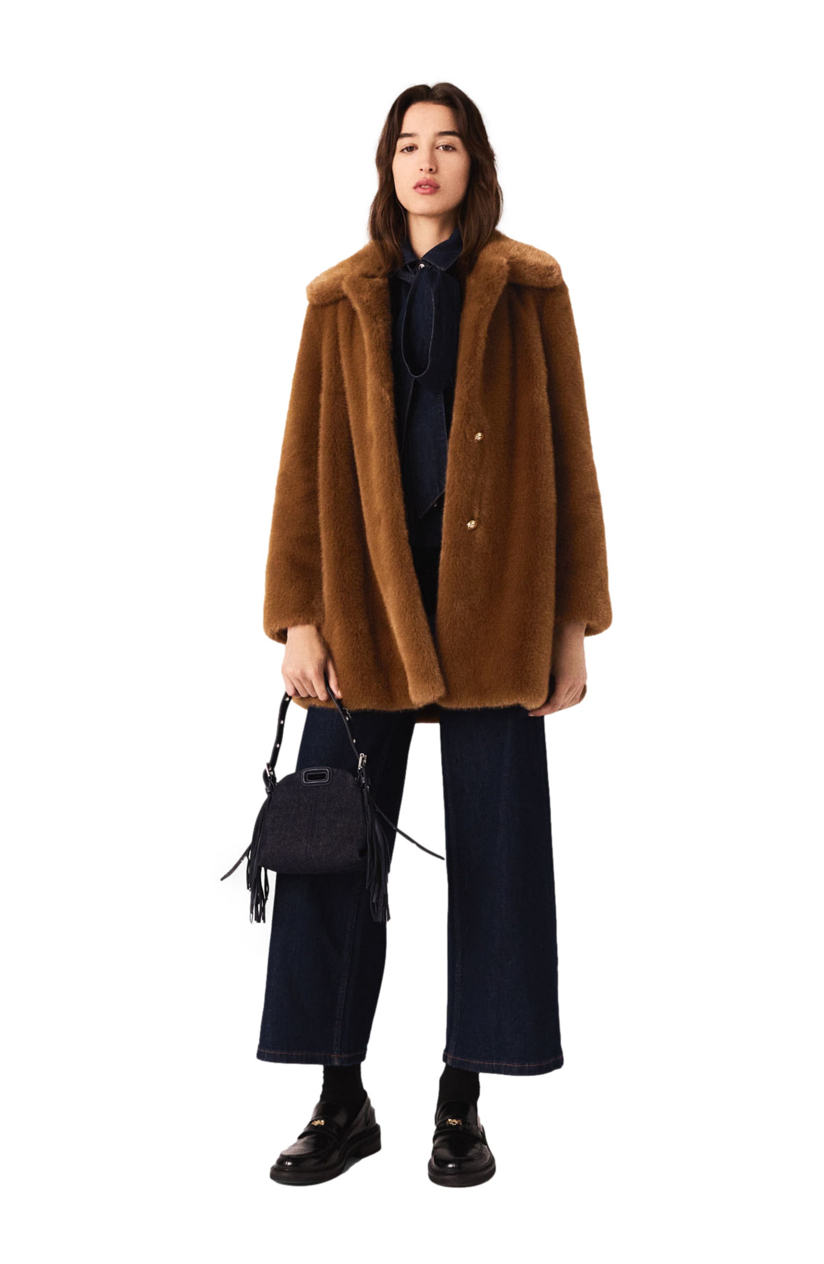 Mid-length faux fur coat - image 1