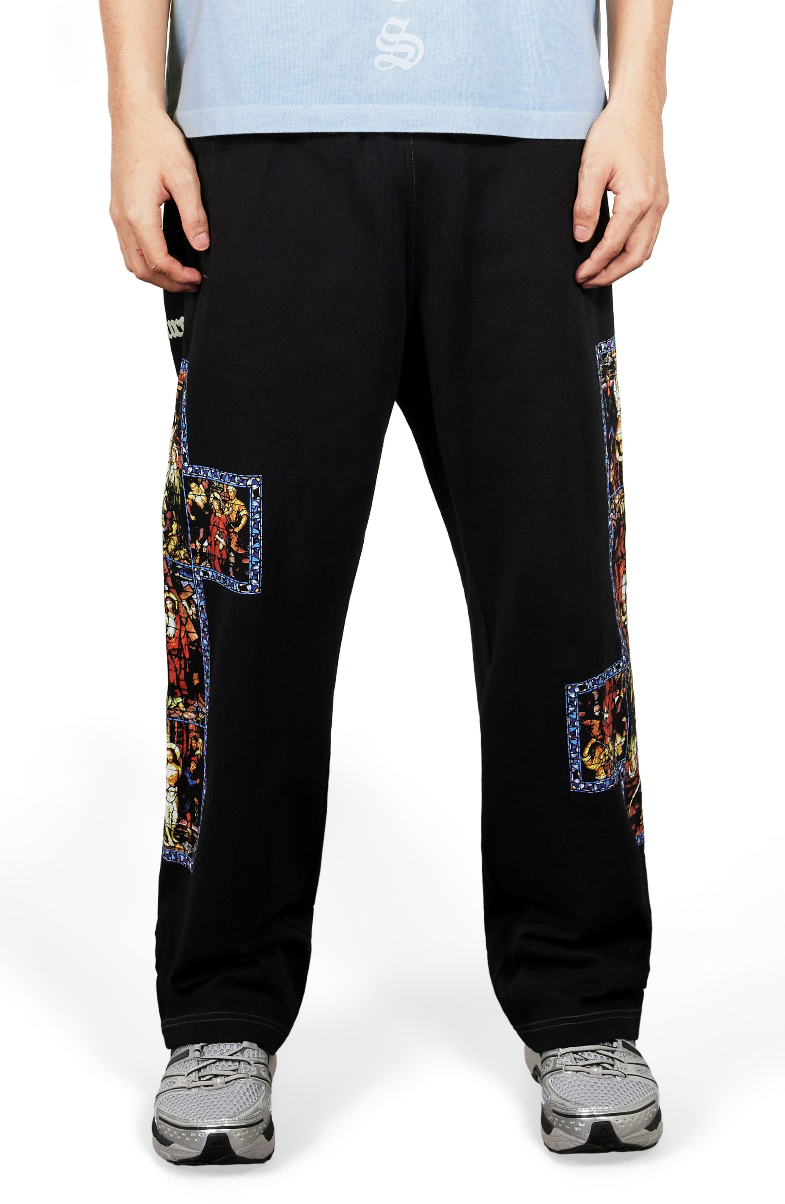 Blasphemy Print Straight Leg Drawstring Sweatpants - image 1