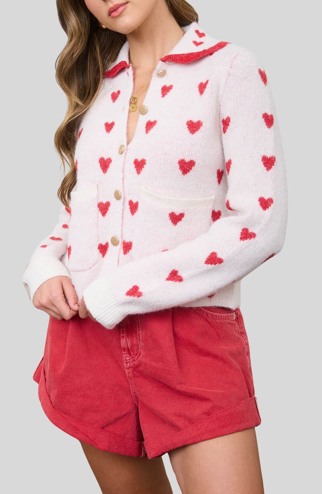 Heart Peter Pan Collar Cardigan - image 1