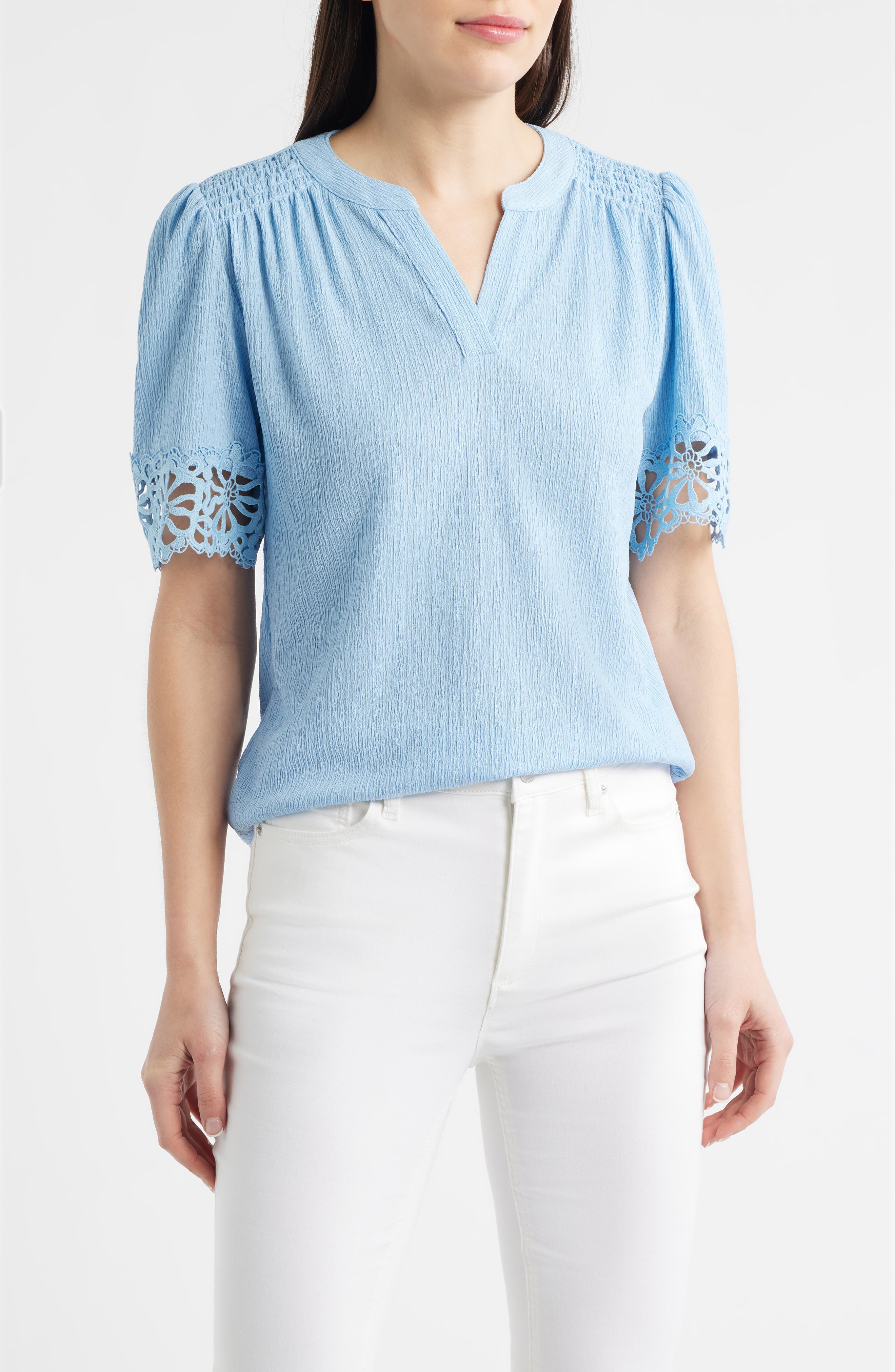 Lace Trim Crinkle Top - image 5