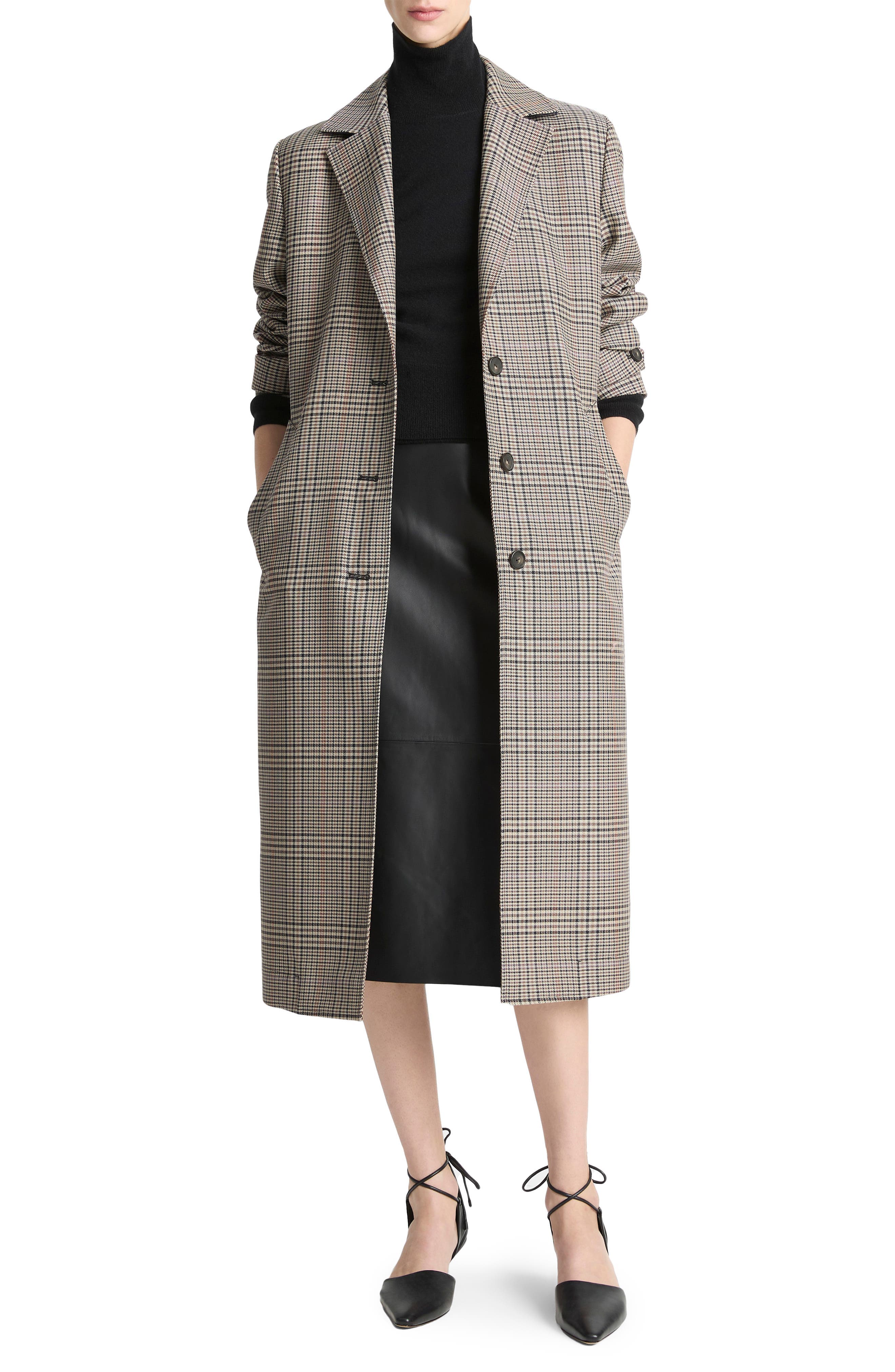 Pressed Plaid Wool Blend Coat - image 1