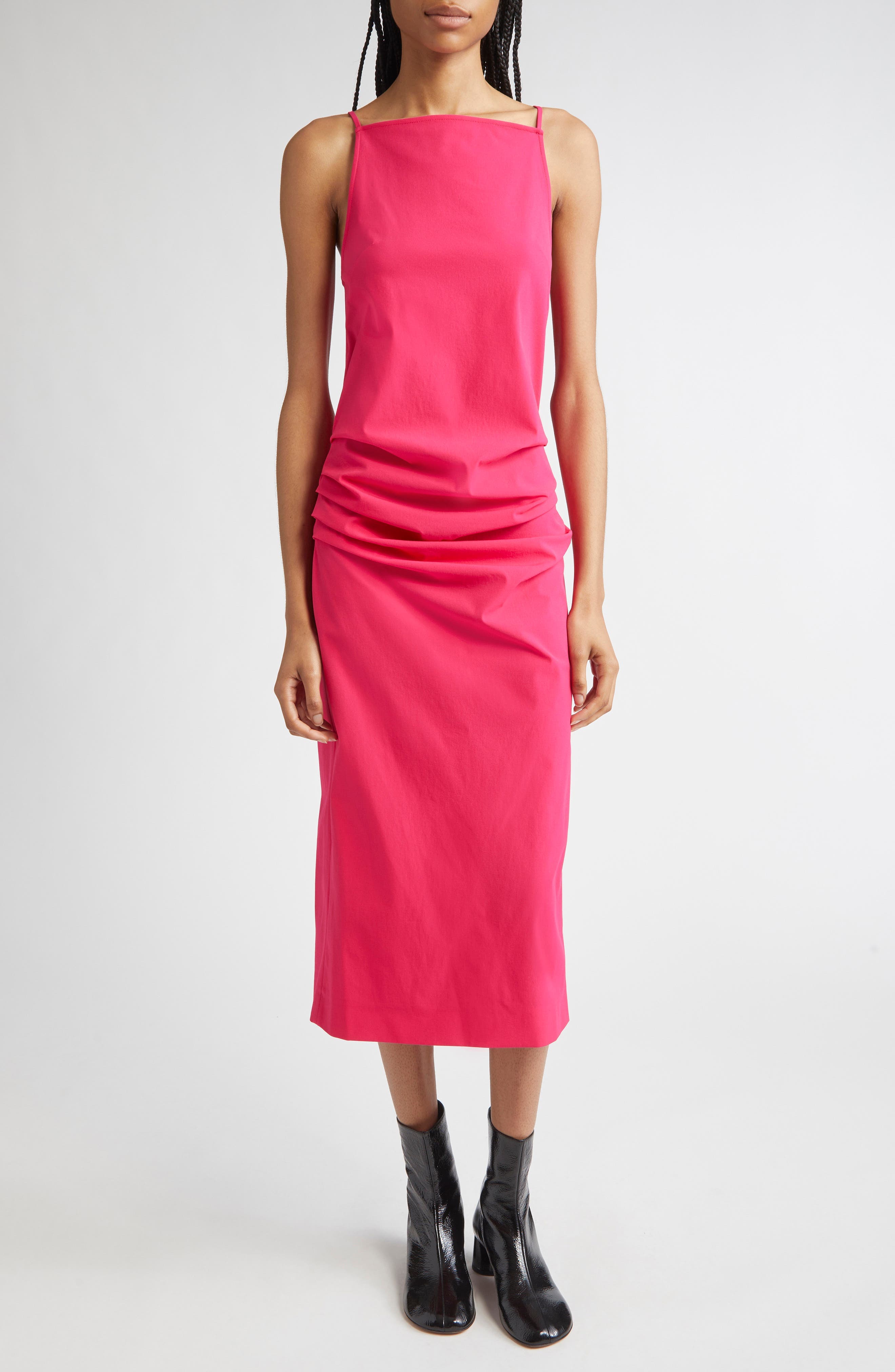 Priya Ruched Bi-Stretch Cotton Blend Midi Dress - image 1