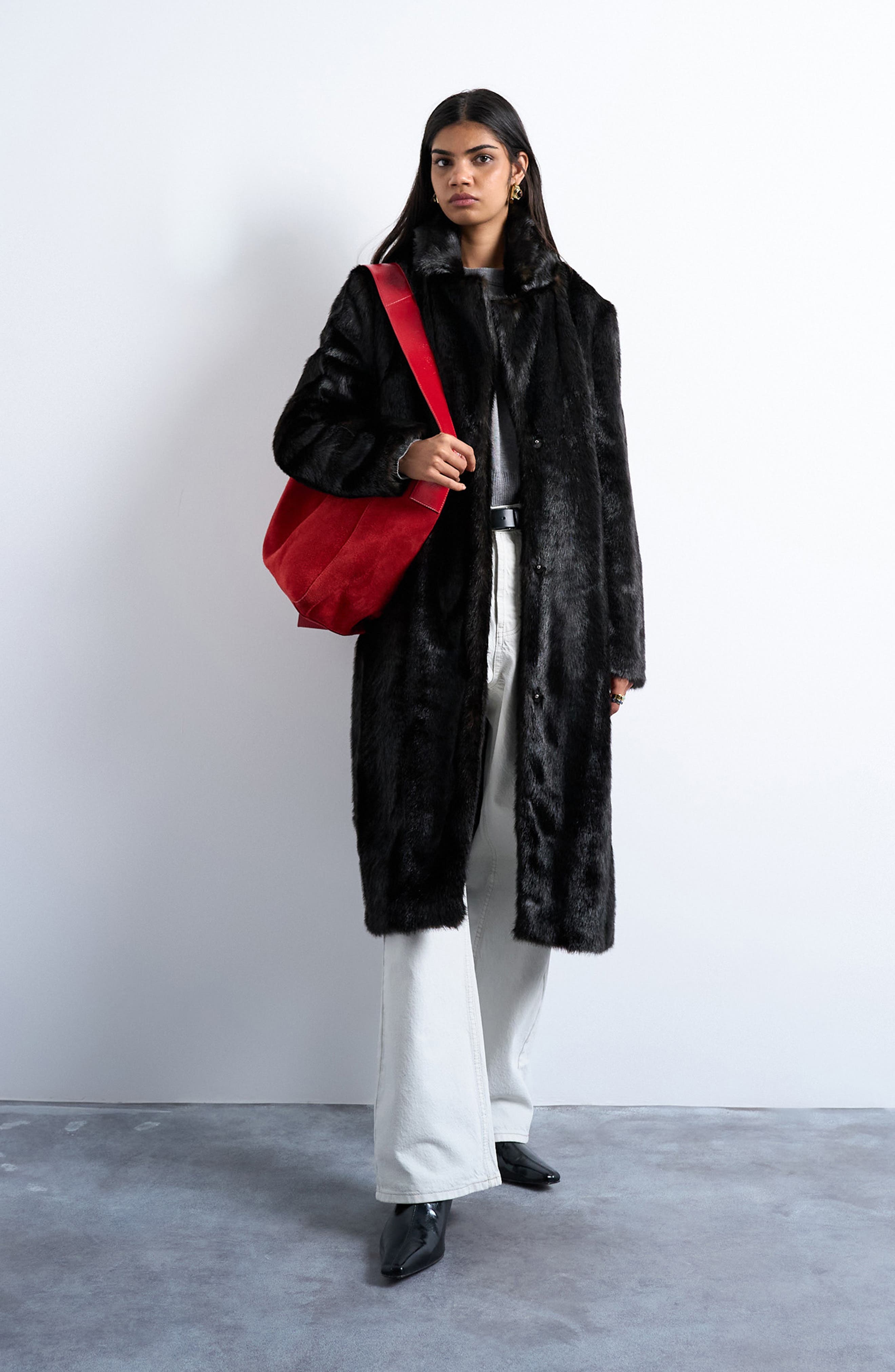 Going Out Longline Faux Fur Coat - image 1