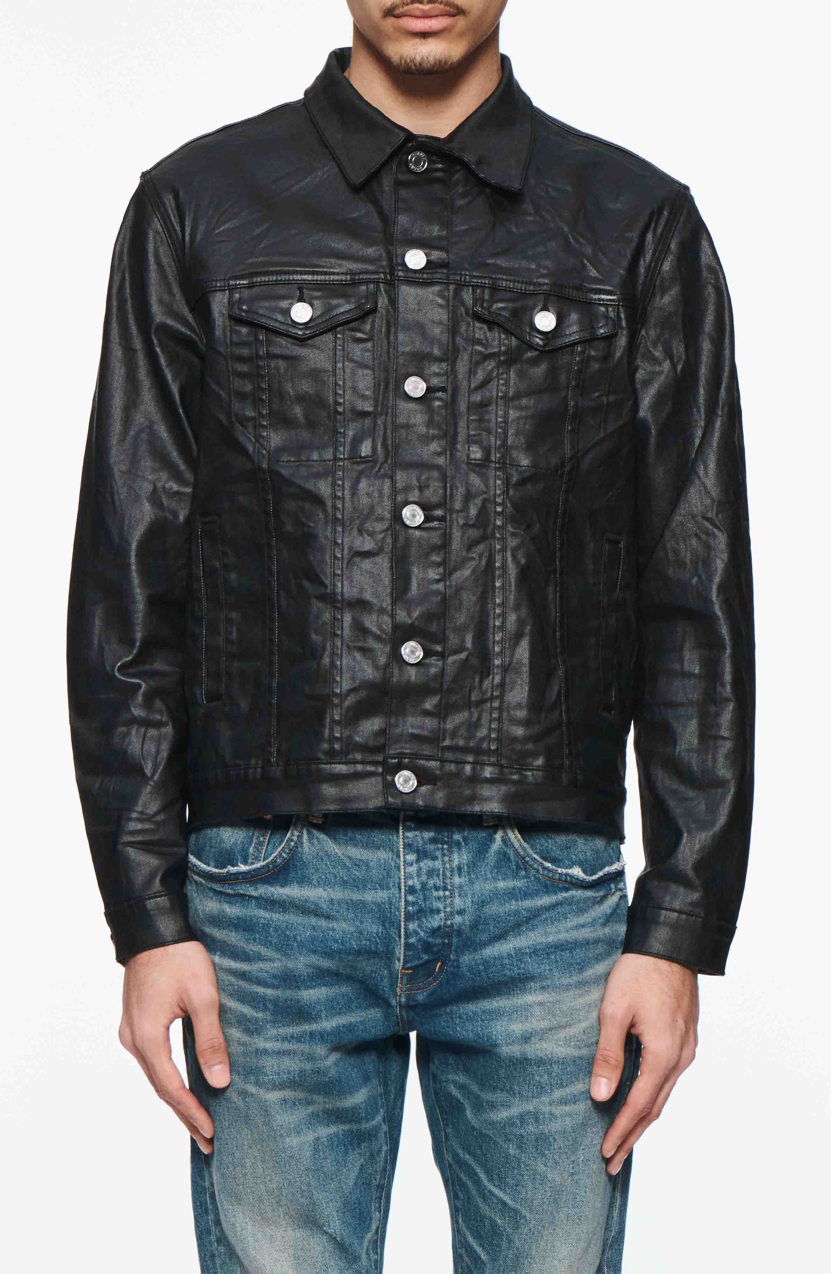 Creased Film Coated Cotton Trucker Jacket - image 1