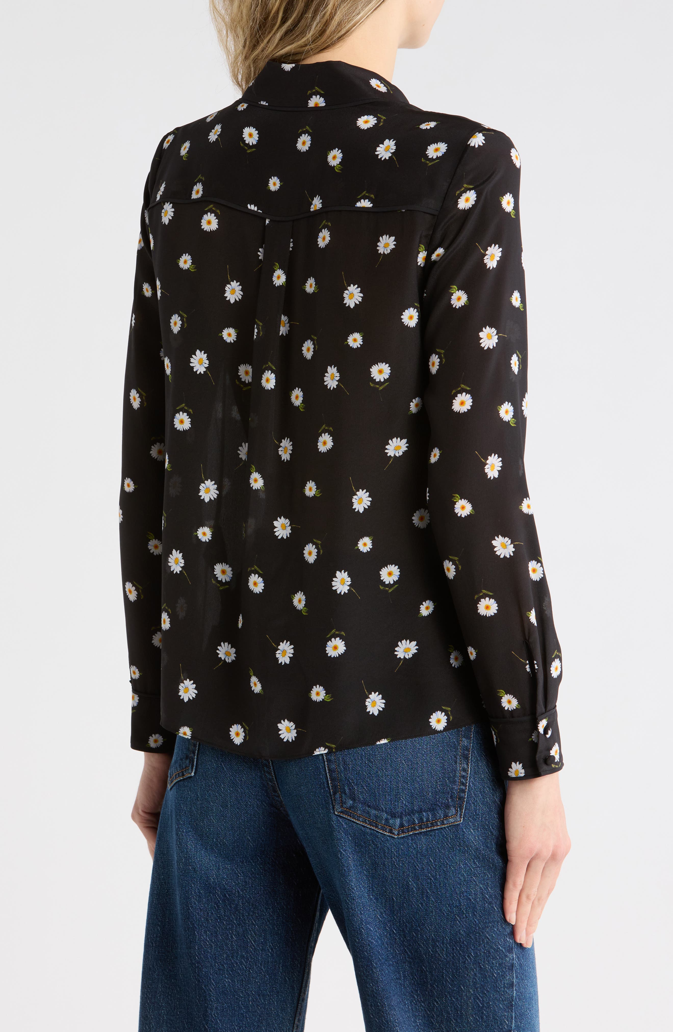 Willa Floral Long Sleeve Silk Button-Up Shirt - image 2