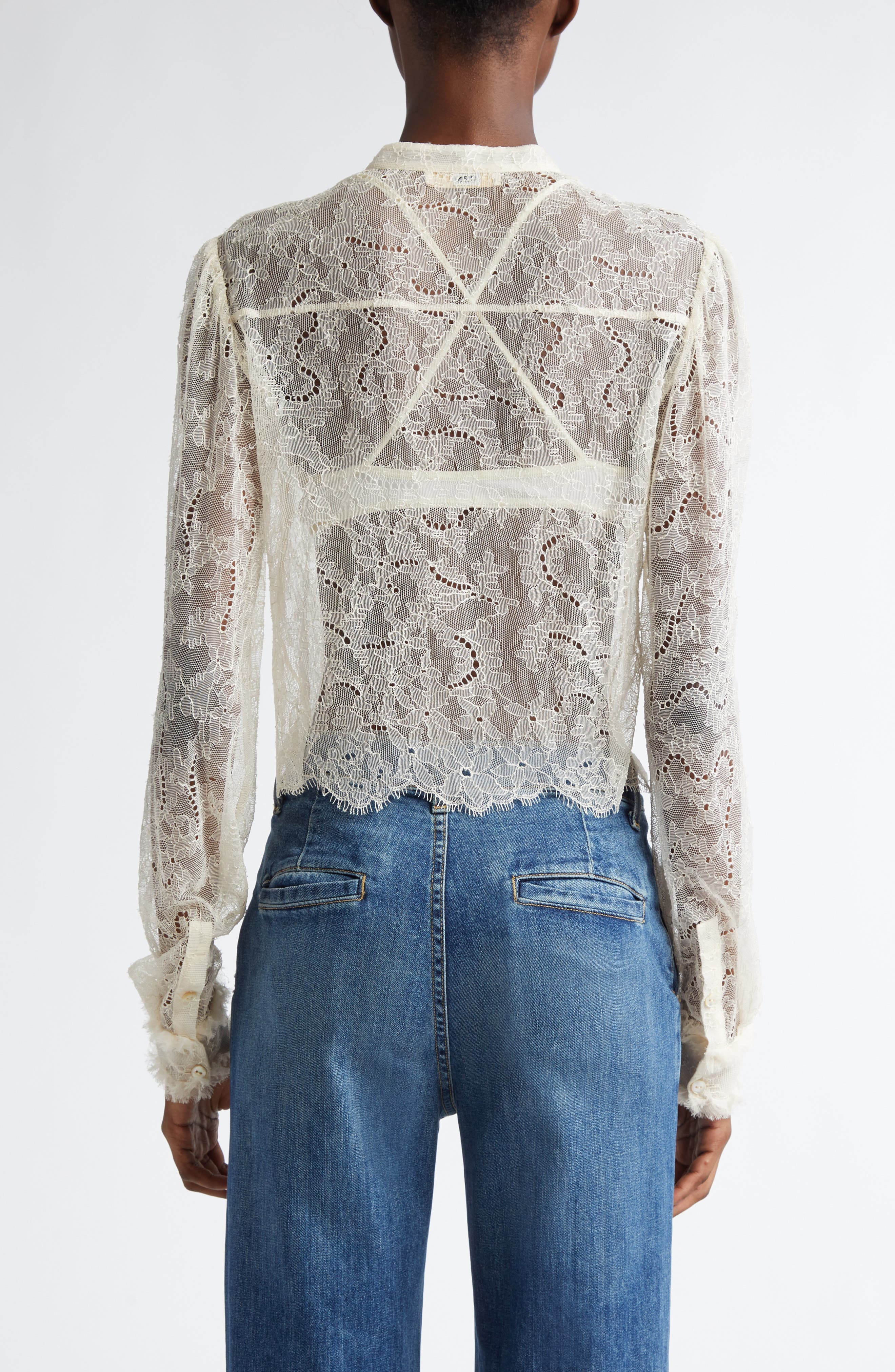 Cecile Ruffle Sheer Lace Top - image 2