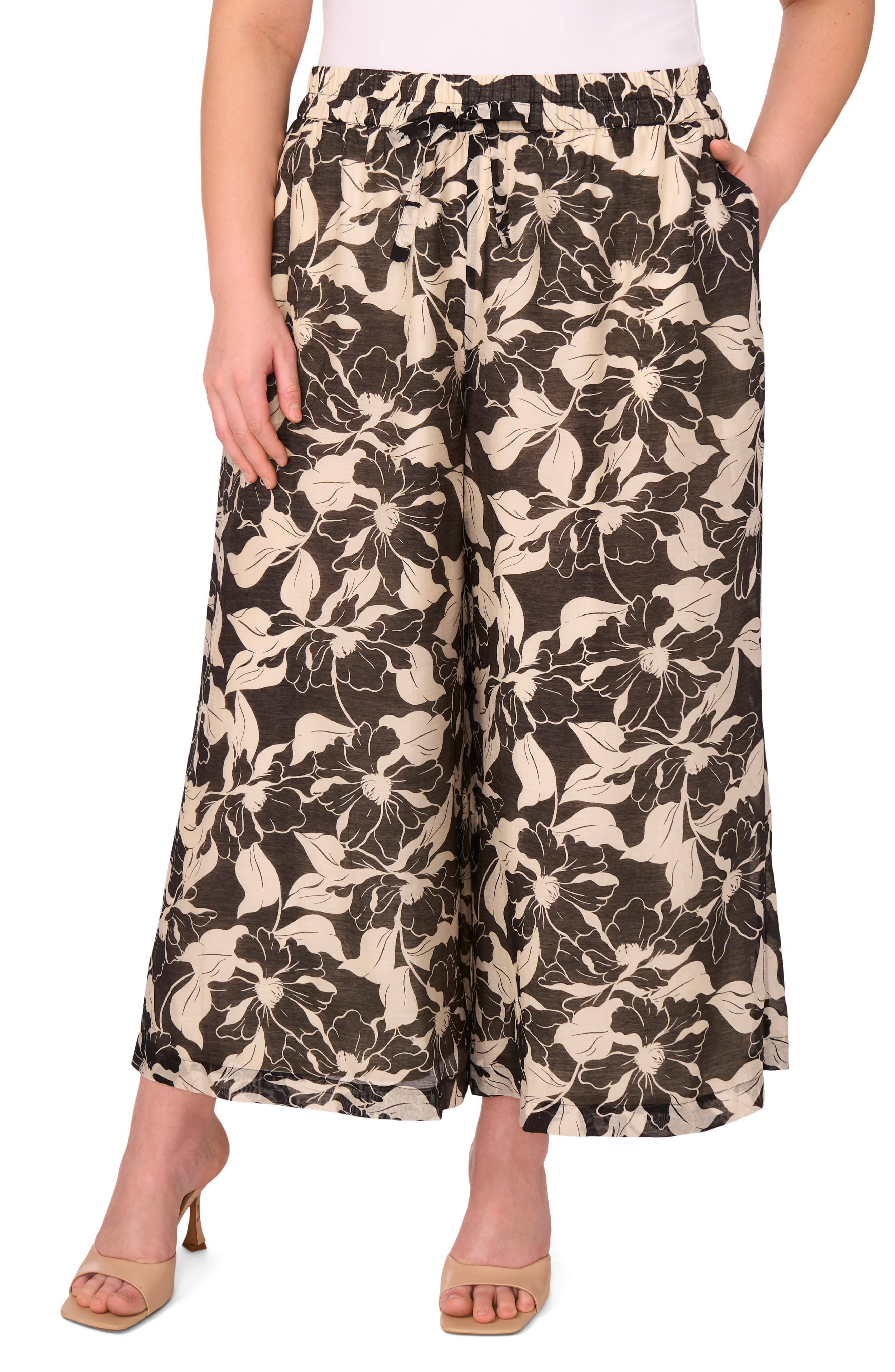 Floral Wide Leg Ankle Pants - image 1