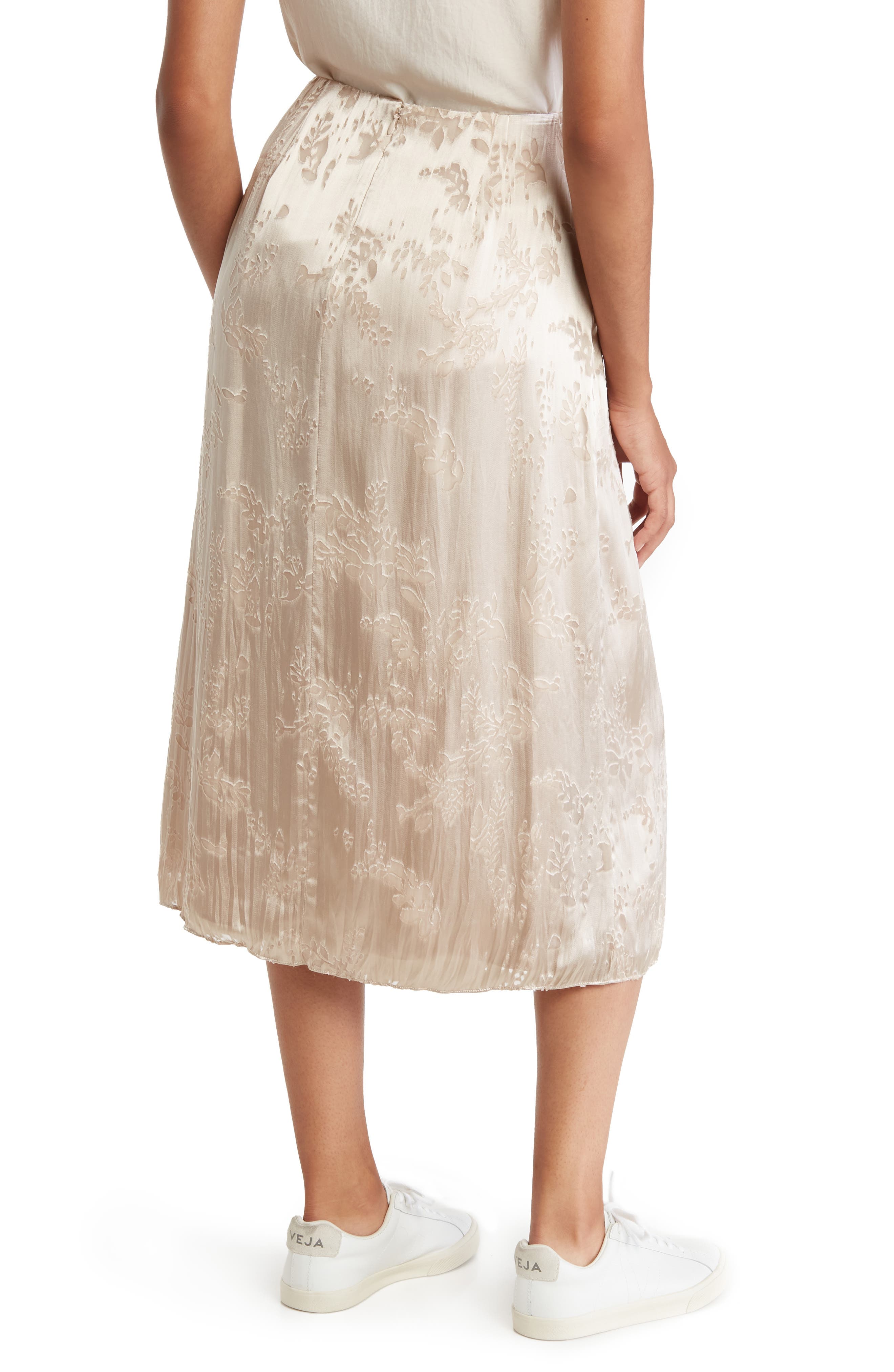 Asymmetric Floral Print Drape Skirt - image 2