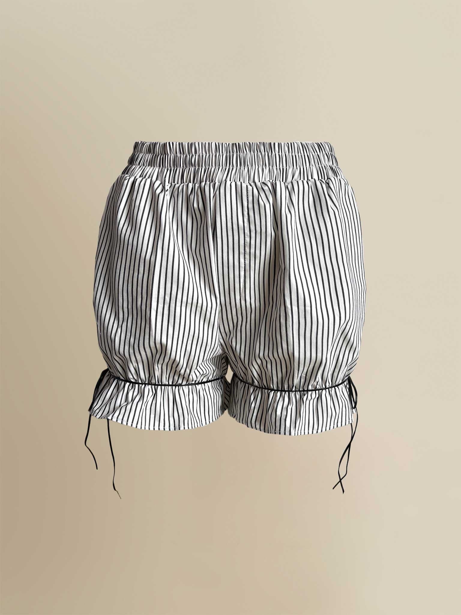 Thomasin Striped Cotton Leather-Tie Bloomers - image 1