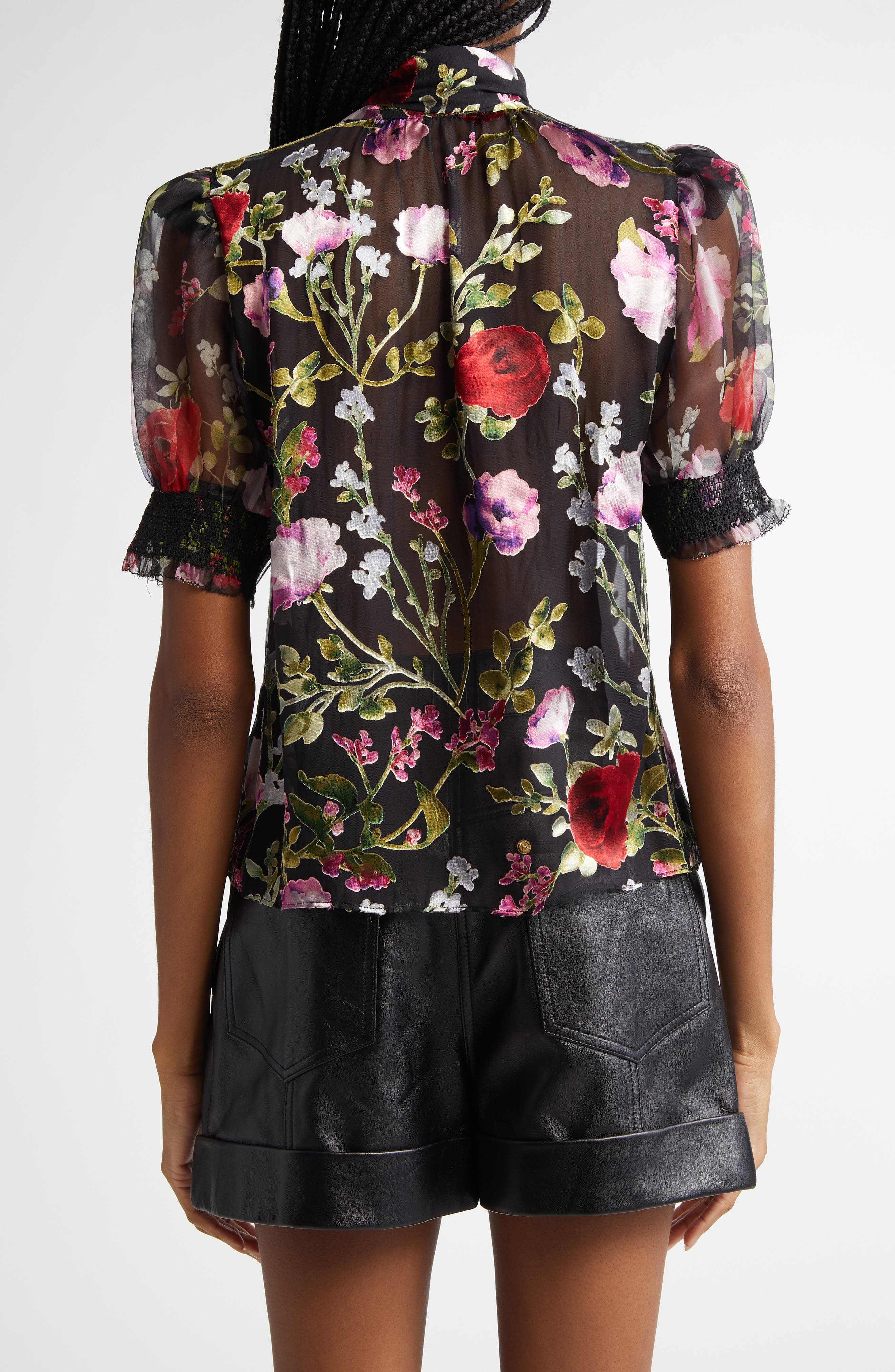 Brentley Floral Tie Neck Puff Sleeve Top - image 2