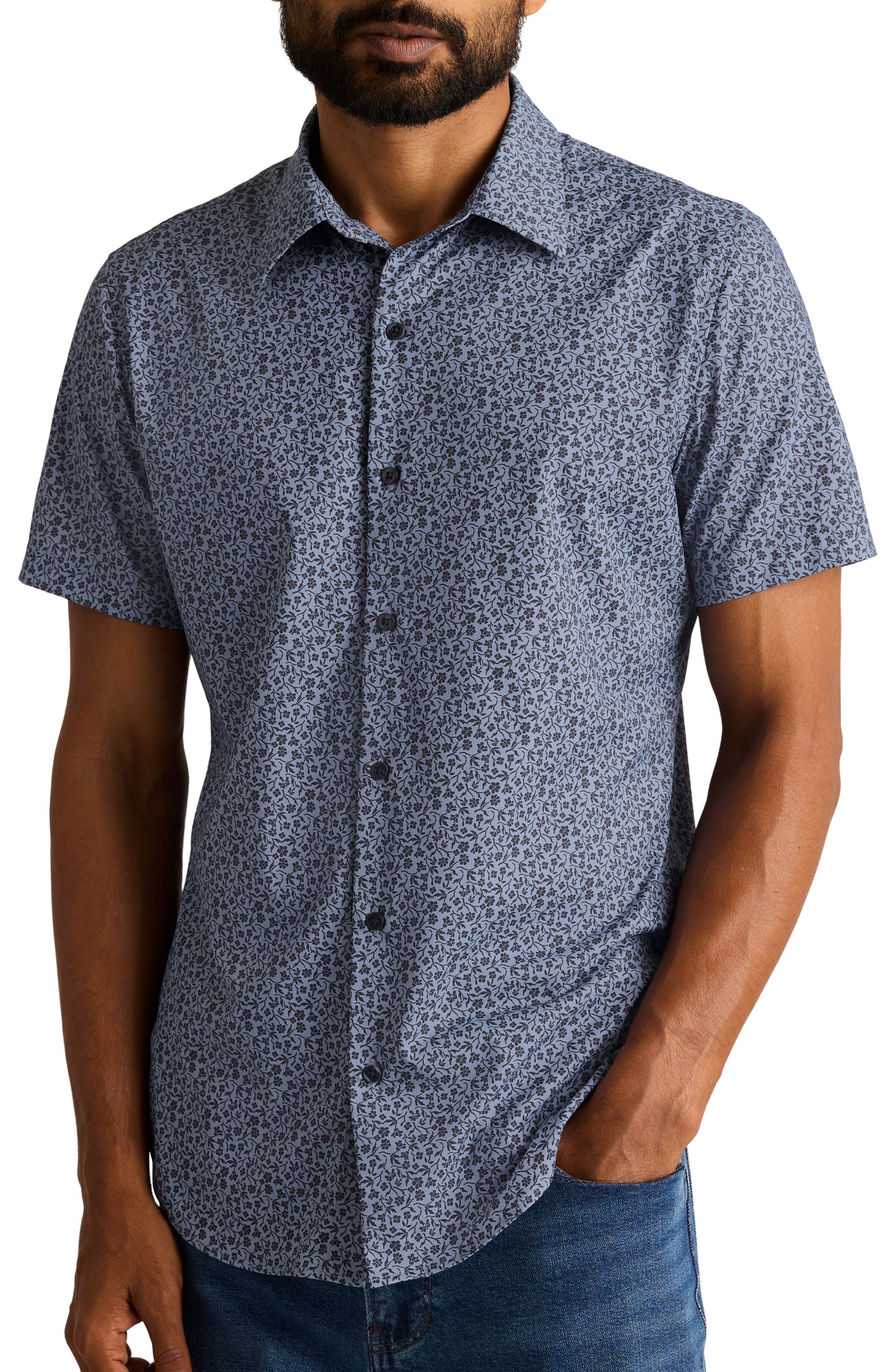 Tech Slim Fit Floral Short Sleeve Button-Up Shirt - image 1