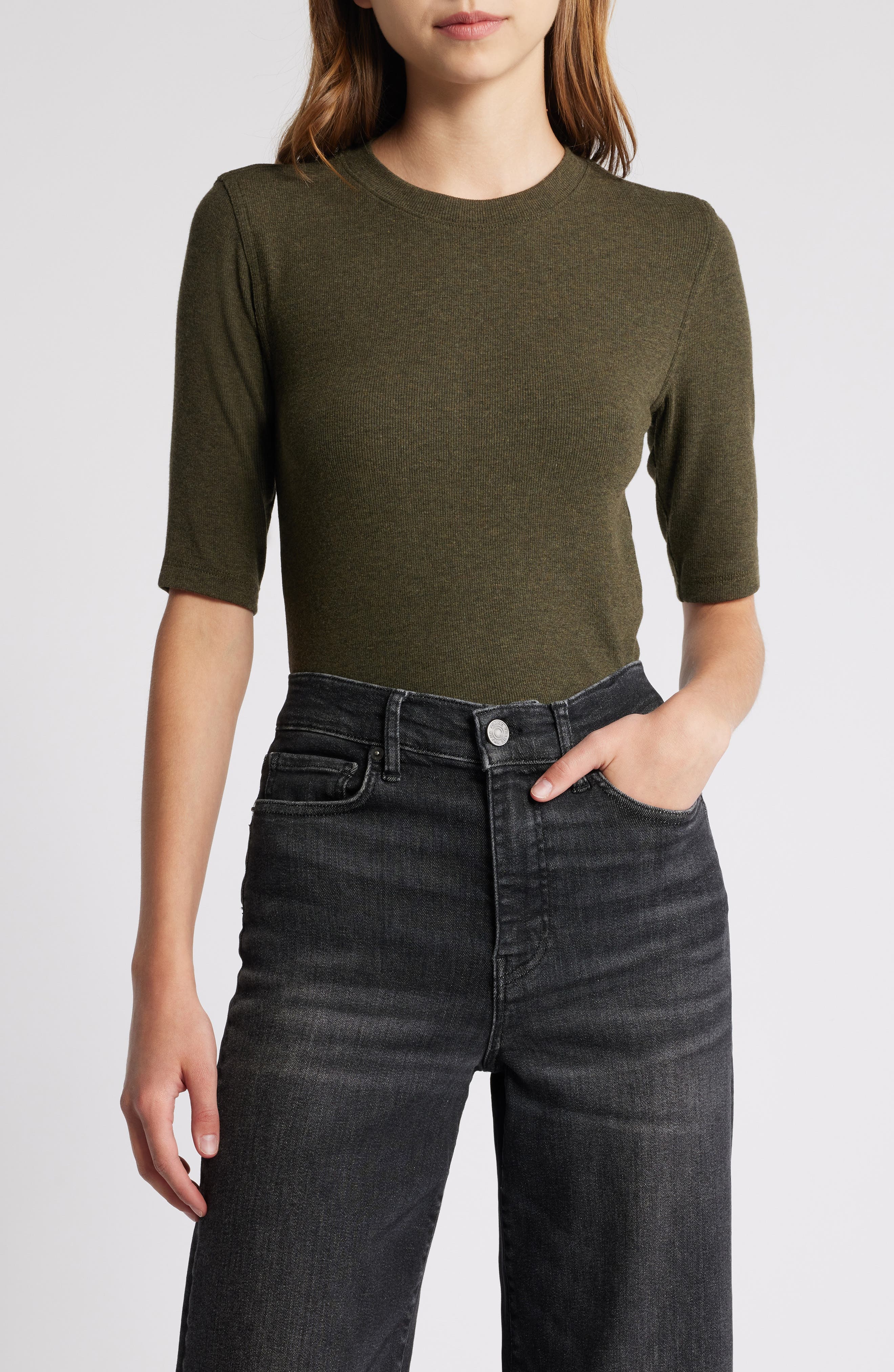 Rib Crewneck T-Shirt - image 1