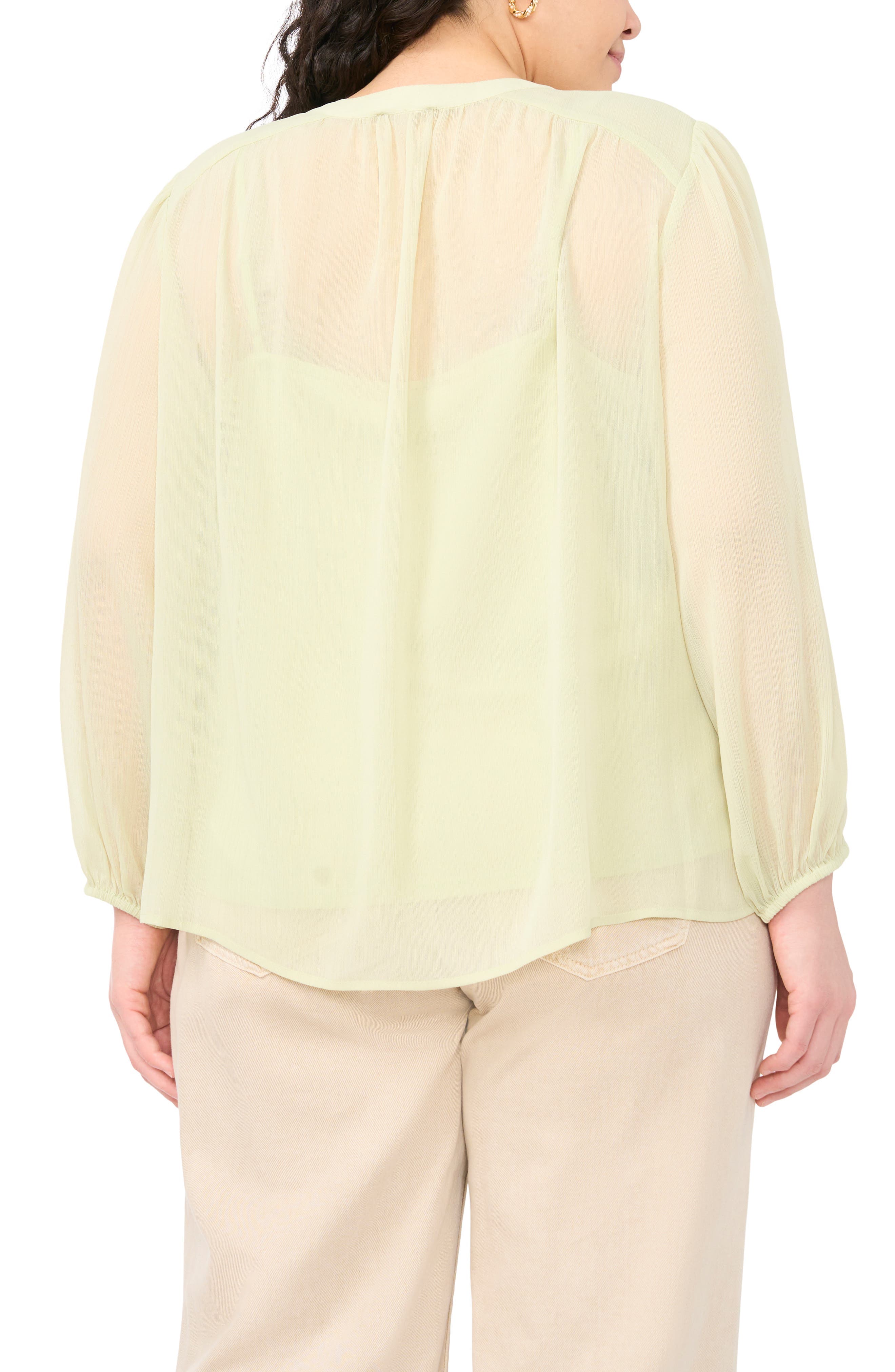 Shirred Yoke Crinkle Chiffon Top - image 2