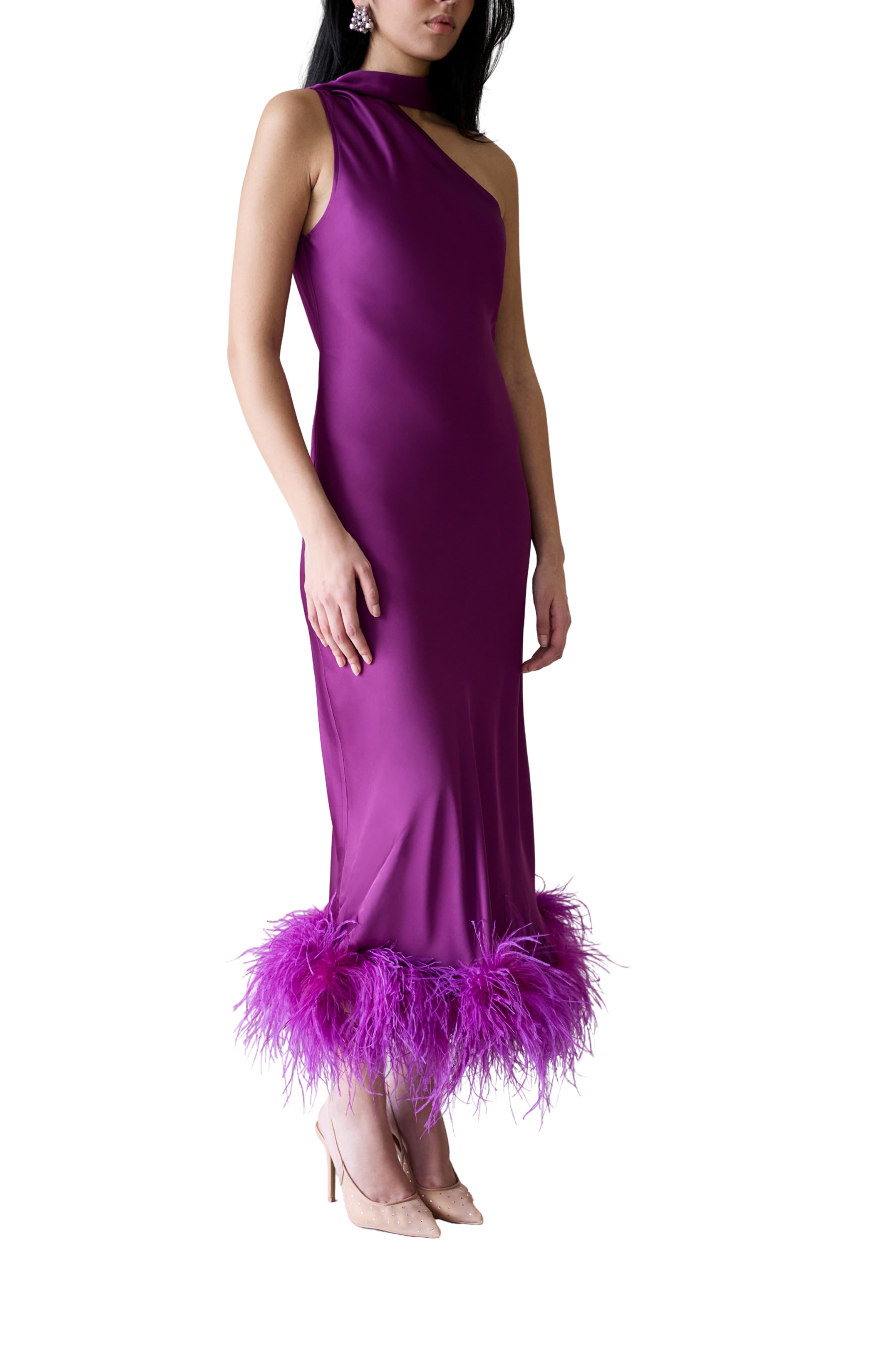 Liya One Sleeve Silky Maxi Dress in Amethyst - image 1