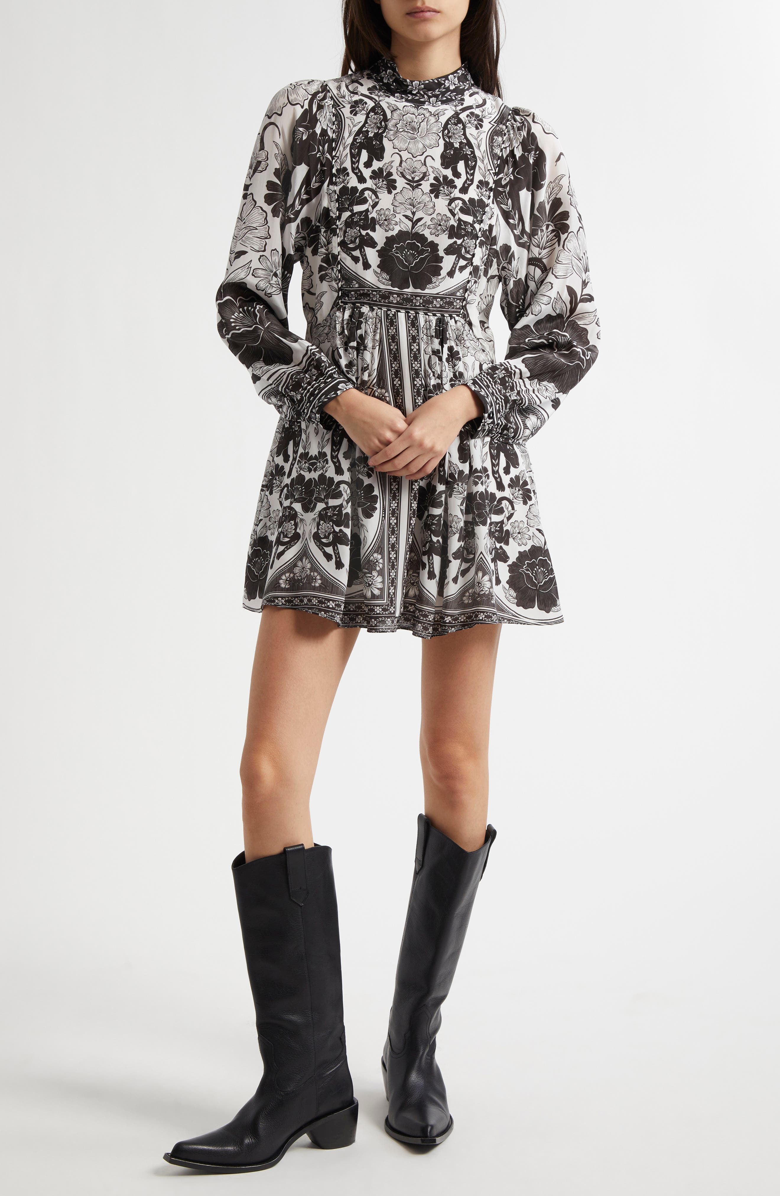 Flower Leopards Long Sleeve Dress - image 1