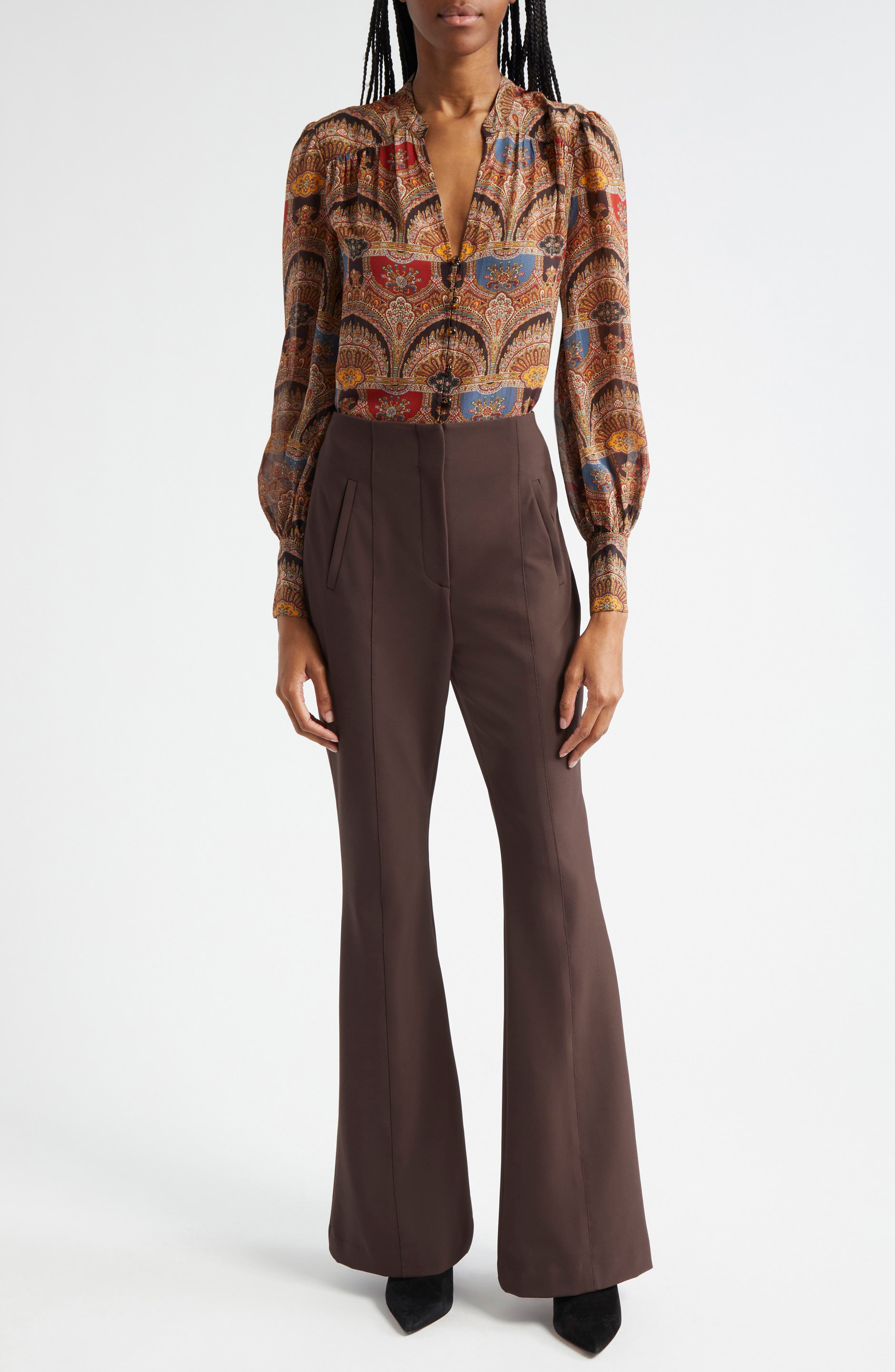 Tindaya Pintuck Pleat Flare Leg Pants - image 2