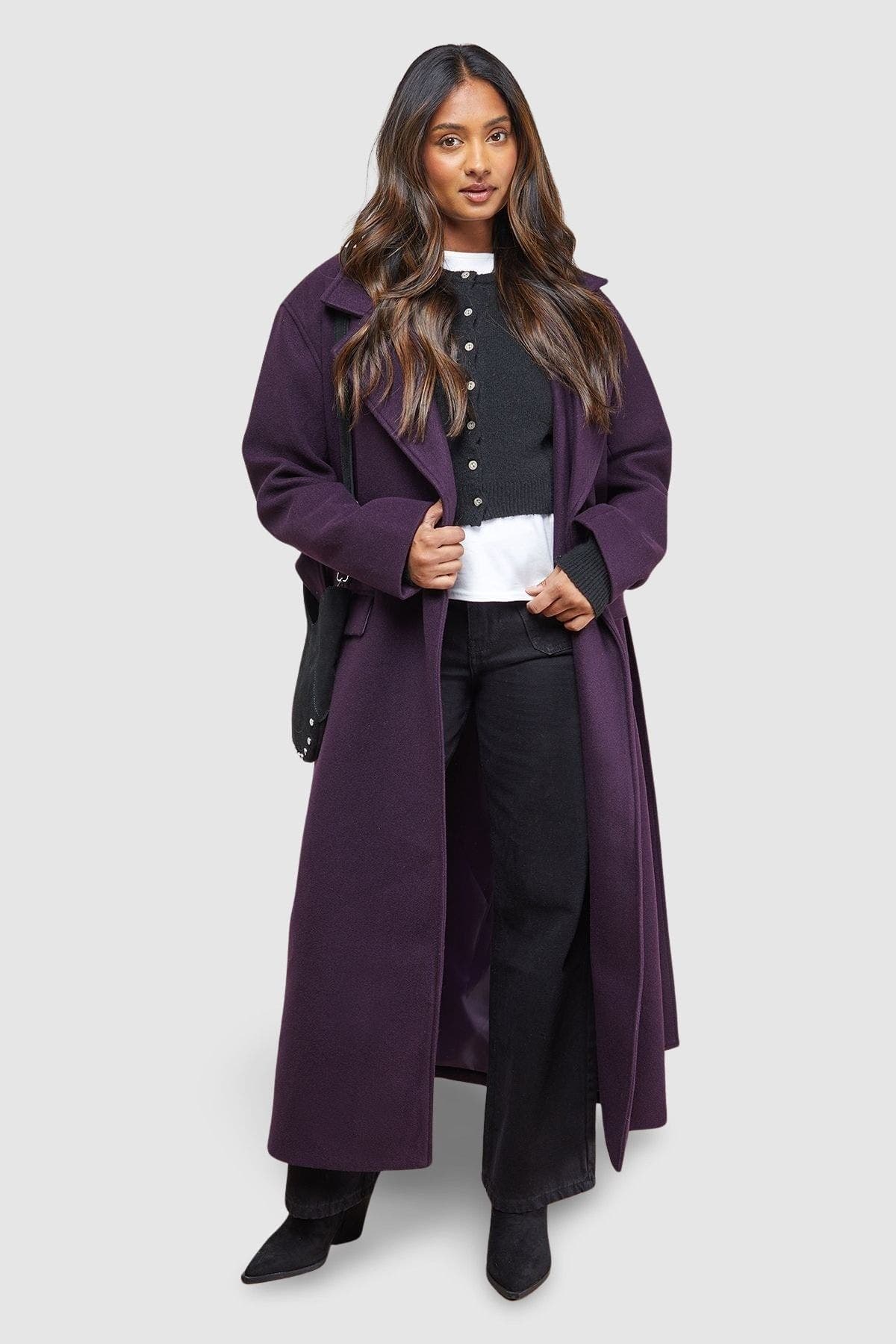 Tie Belt Detail Midi Coat - image 1