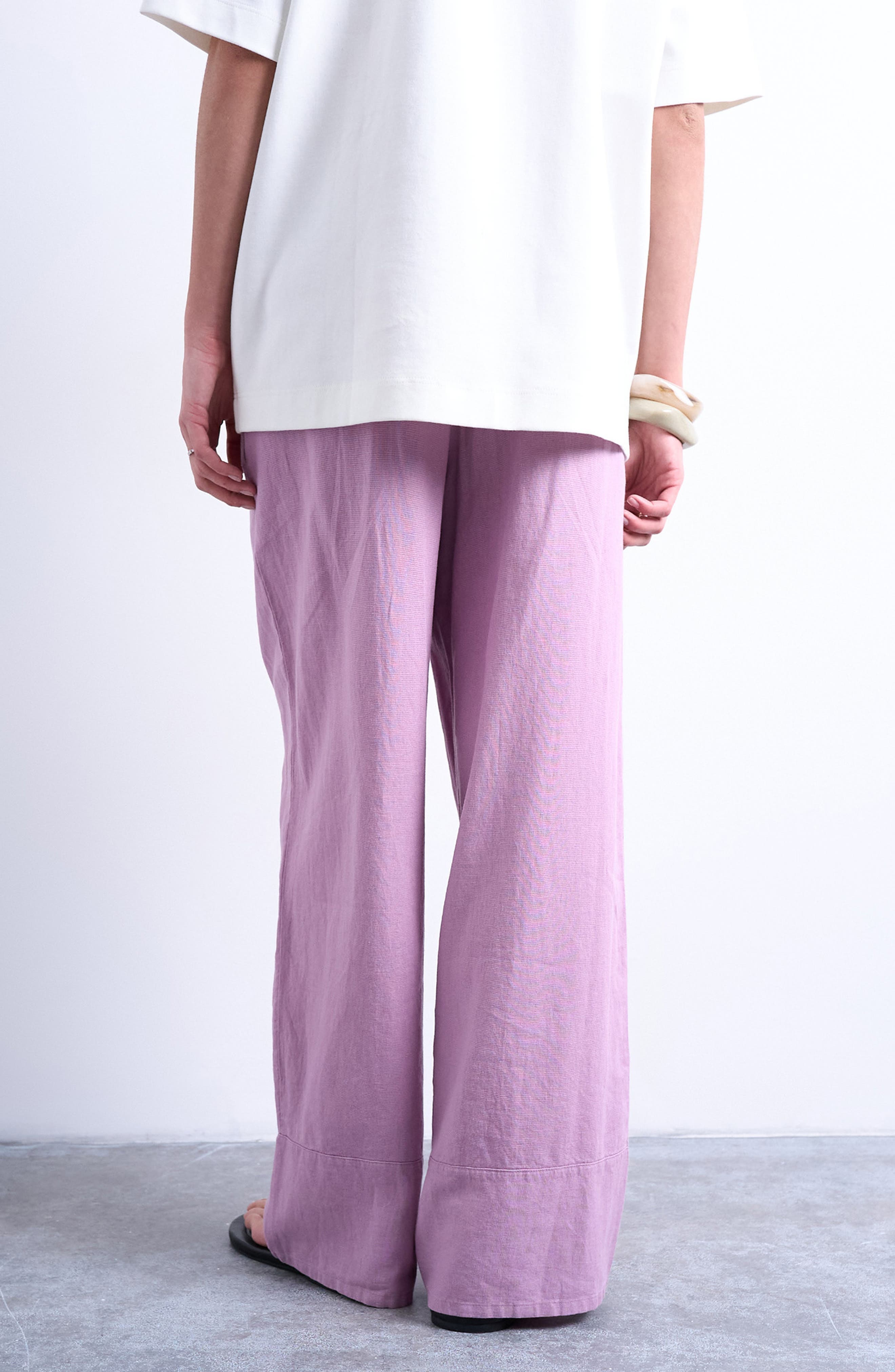 Deep Cuff Linen Blend Pants - image 2