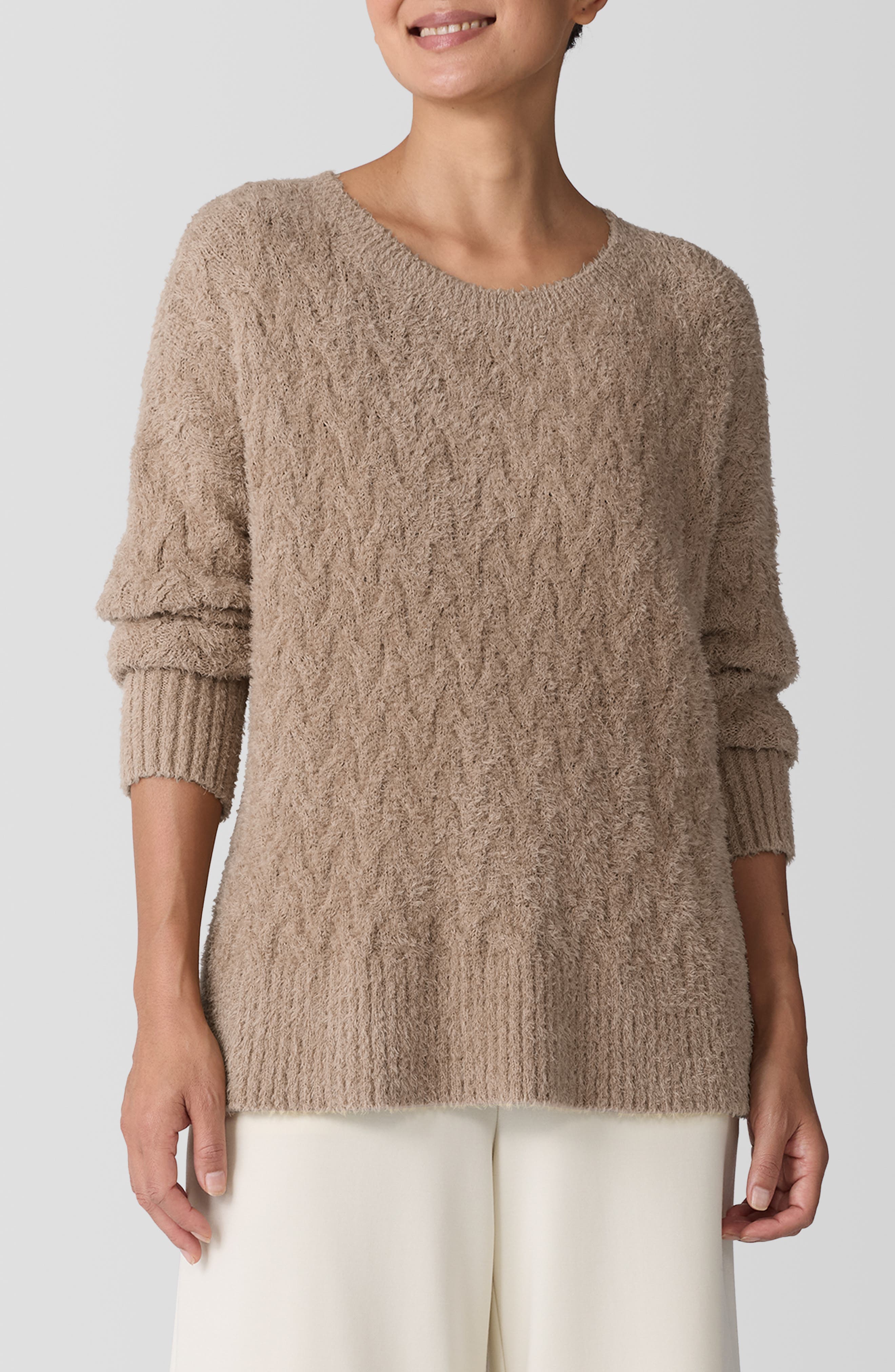 Crewneck Organic Cotton Boucle Sweater - image 1