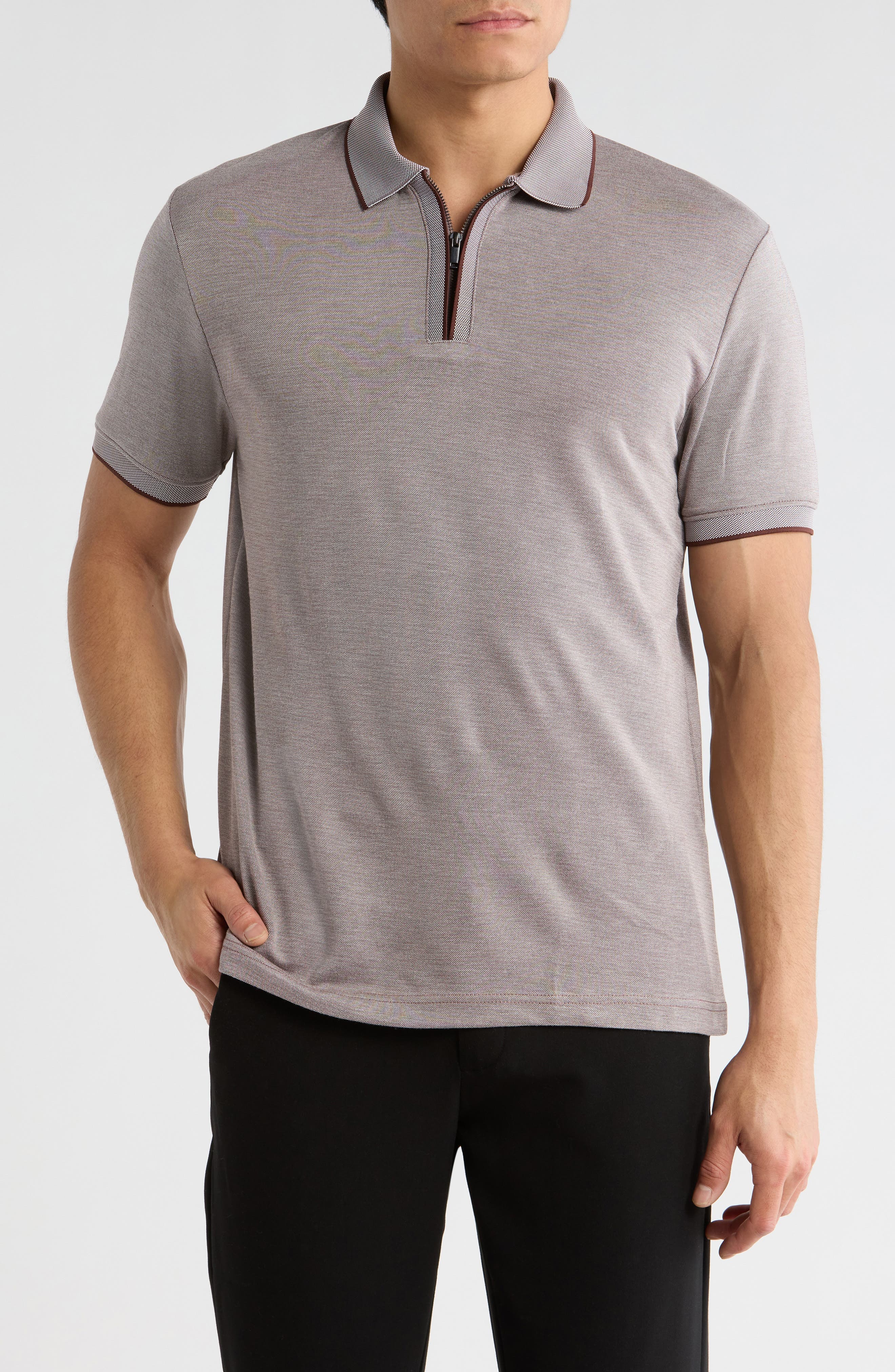 Brown With Tipping Short Sleeve Polo - image 1