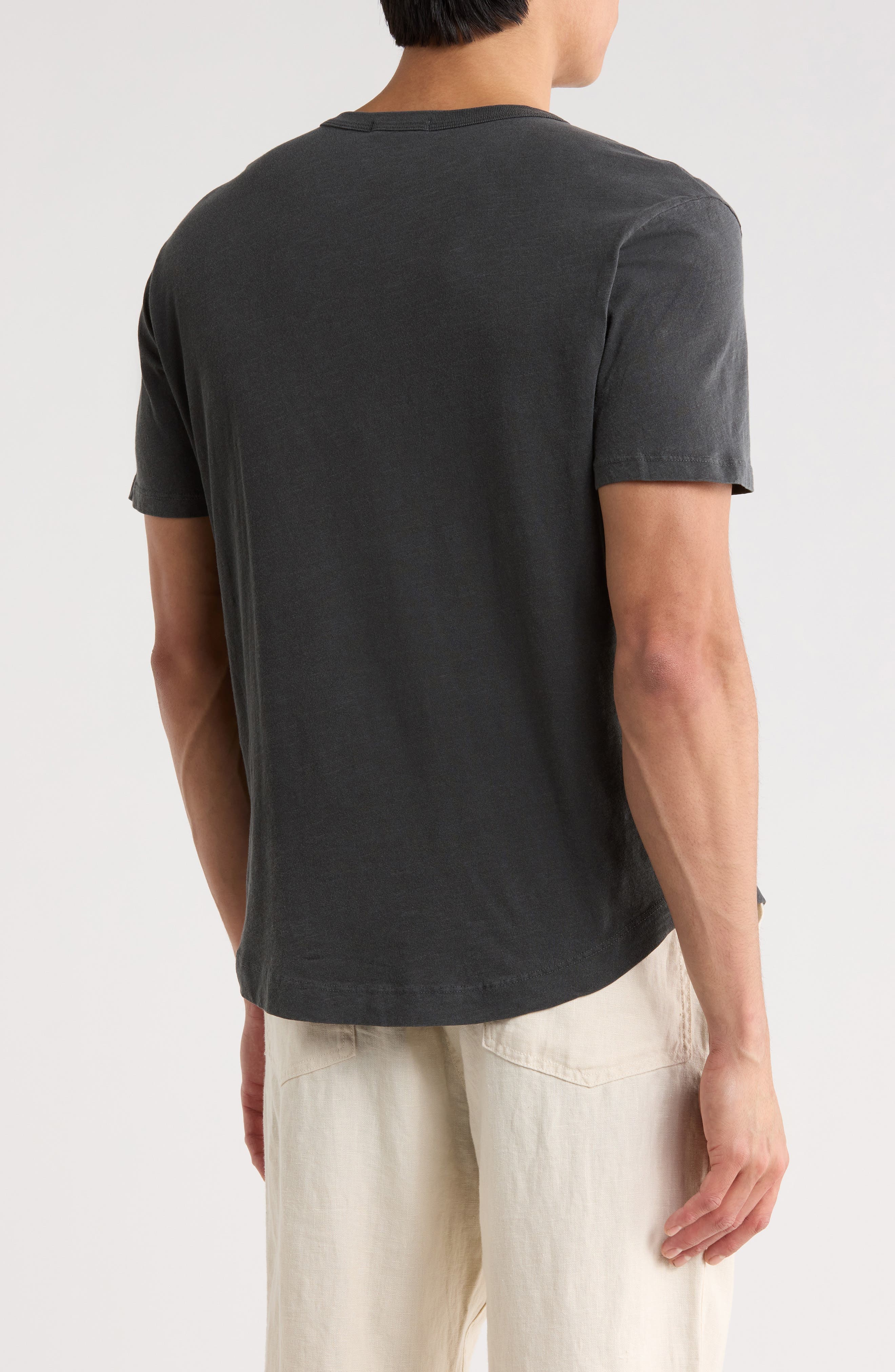 Pima Cotton Slub Curved Hem T-Shirt - image 2