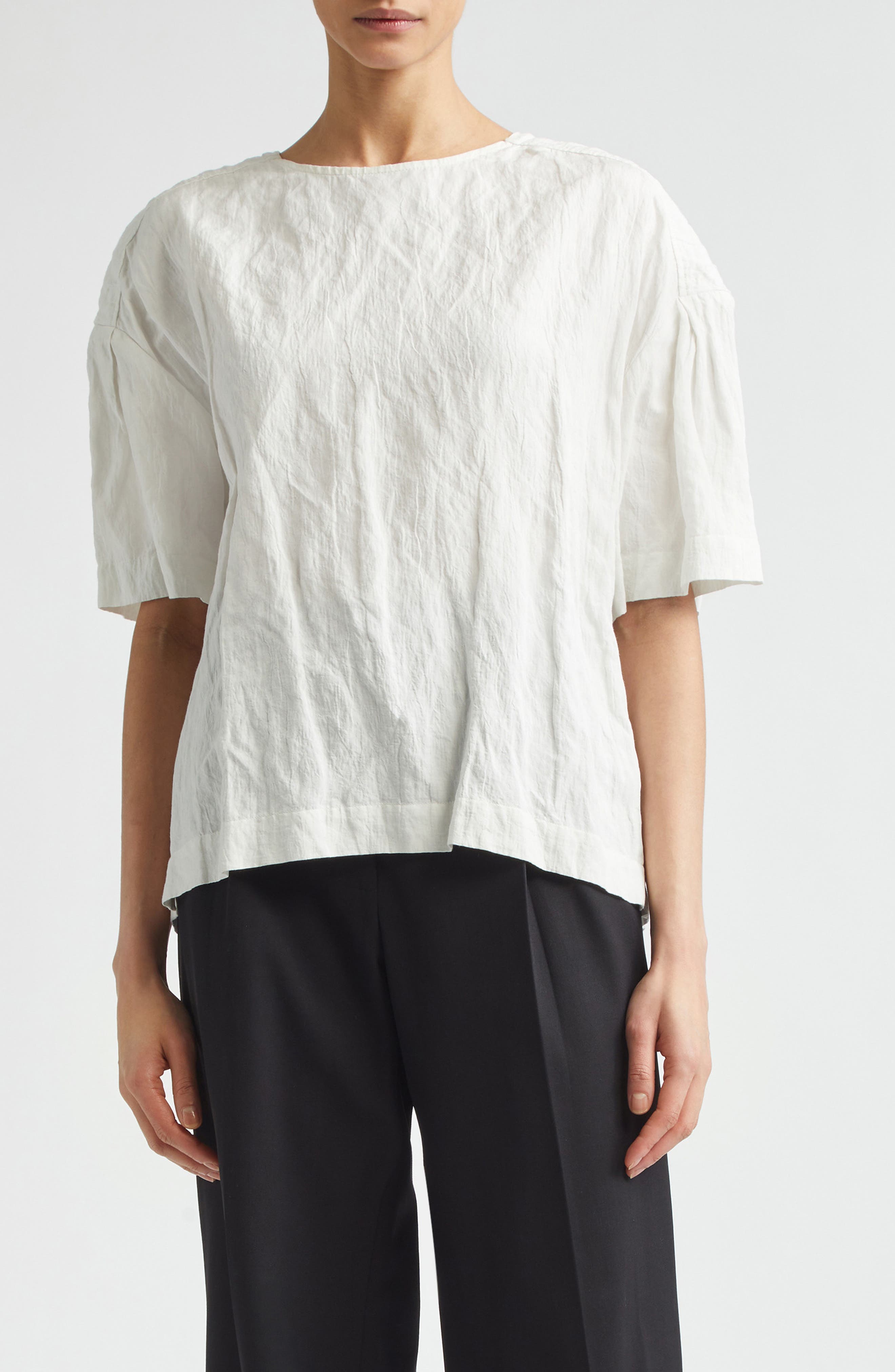 Hansly Crinkle Cotton Blend Top - image 1