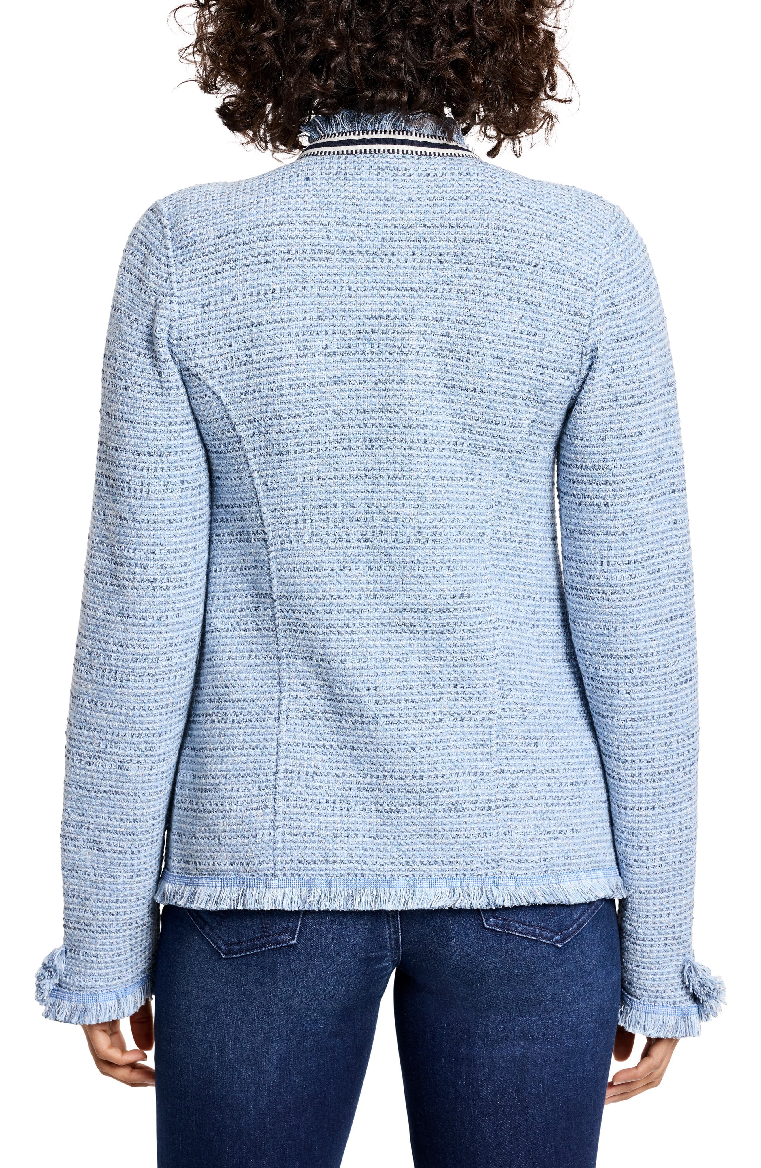 Indigo Fringe Accent Knit Jacket - image 2