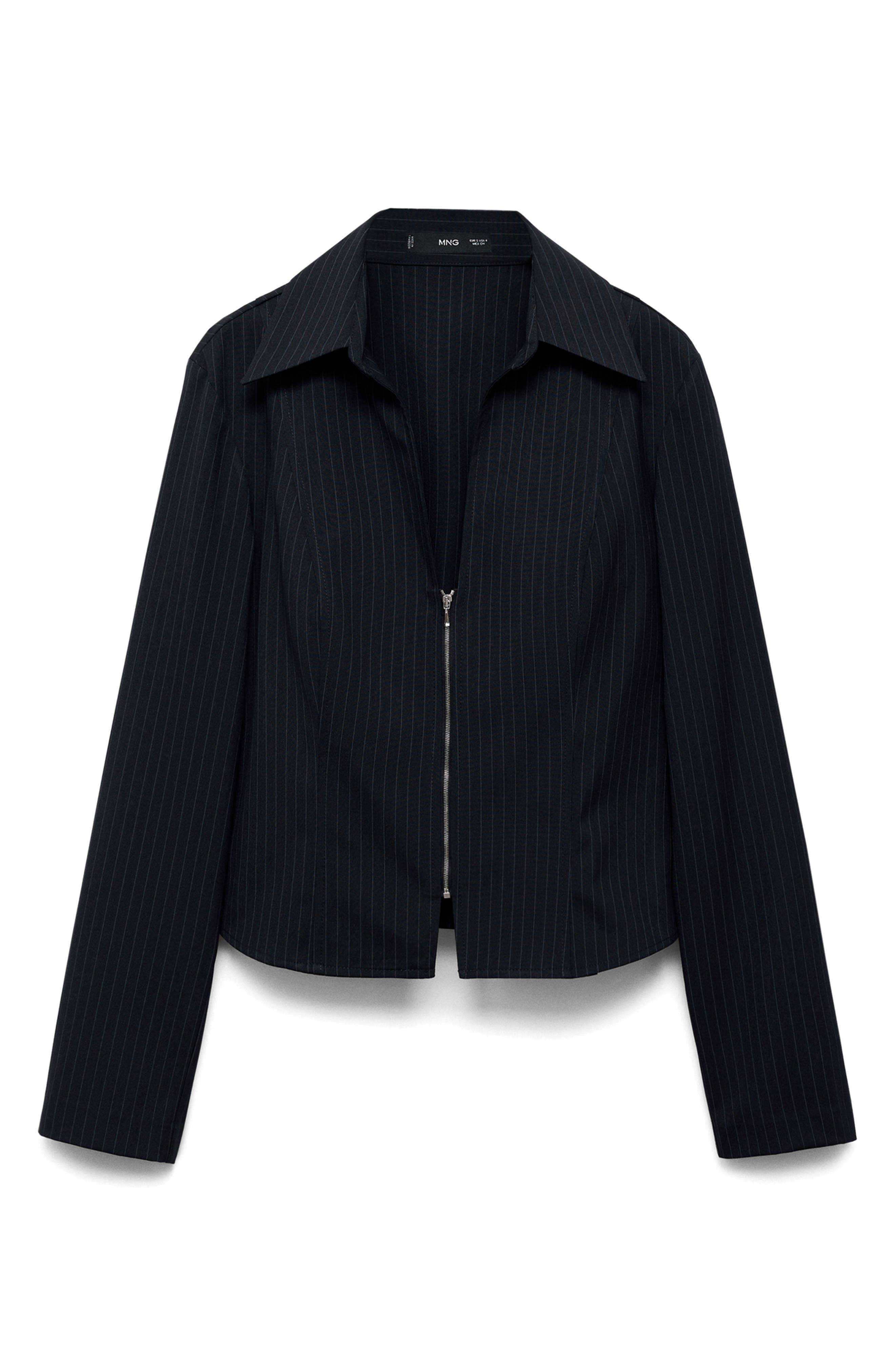 Pinstripe Zip Front Shirt - image 1