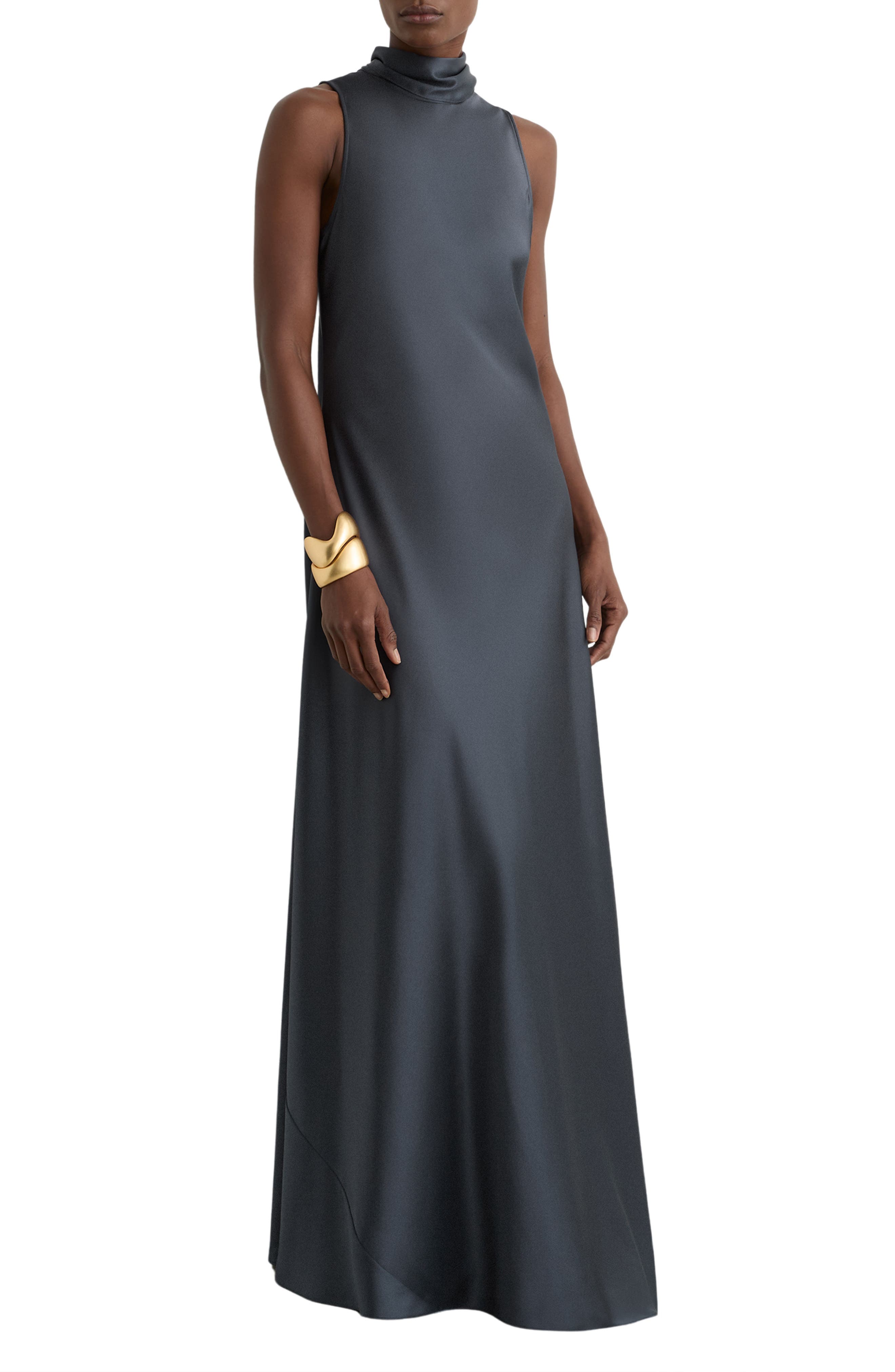 Fae Tie Back Sleeveless Satin Maxi Dress - image 1
