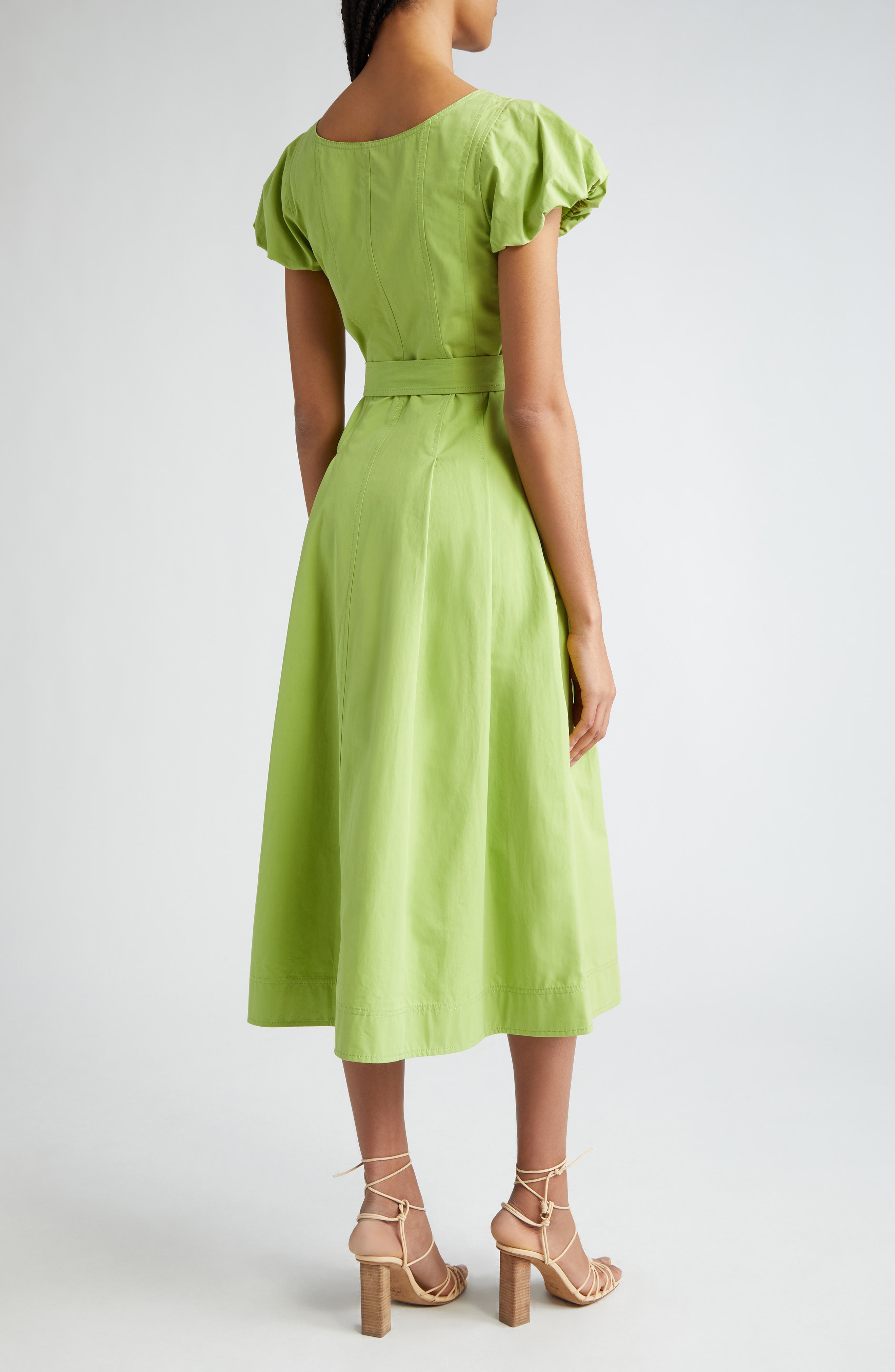 Rhea Tie Waist Puff Sleeve Midi Dress - image 2