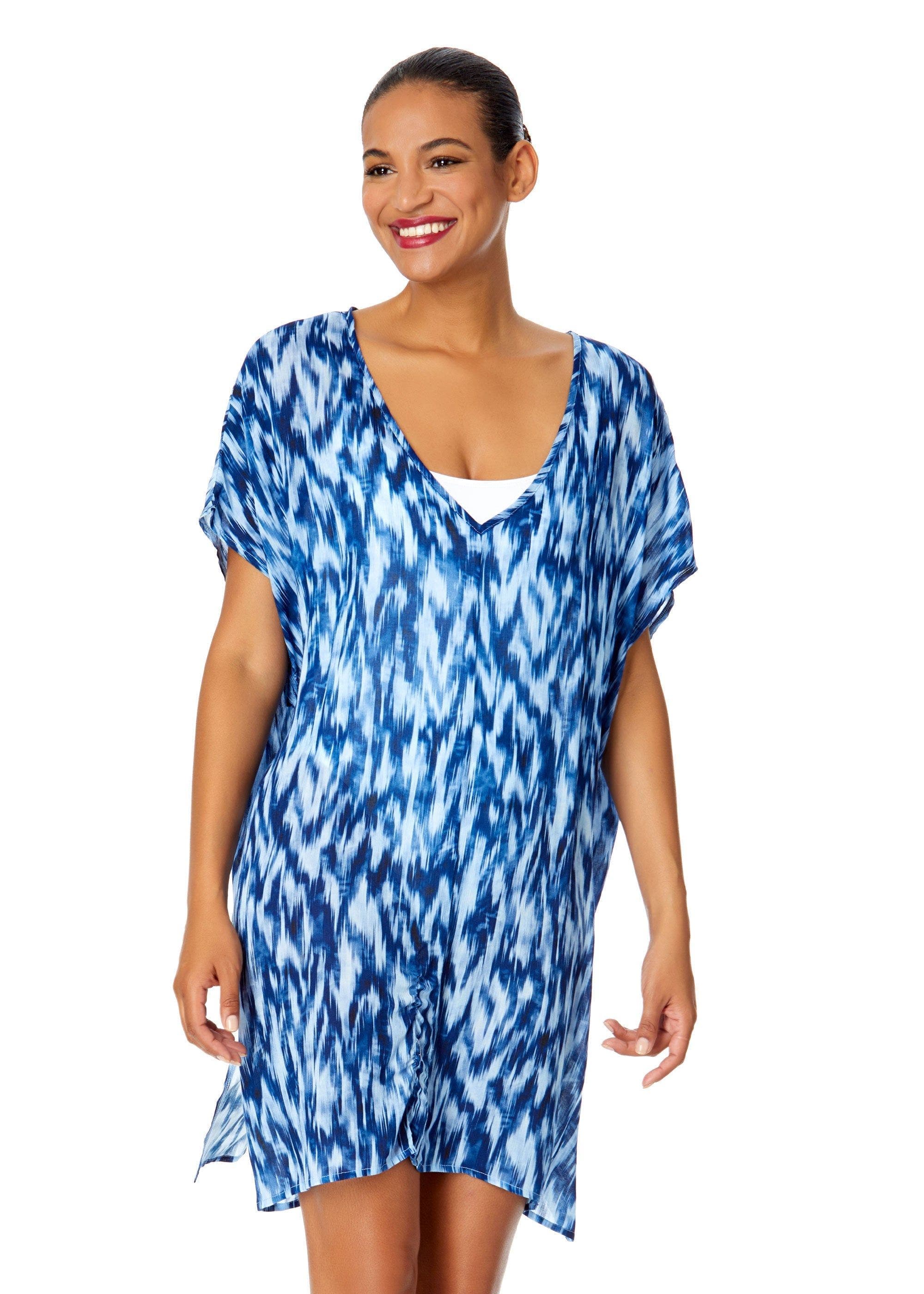 Women's Tie Dye Ikat Easy Tunic Swimsuit Cover Up - image 1