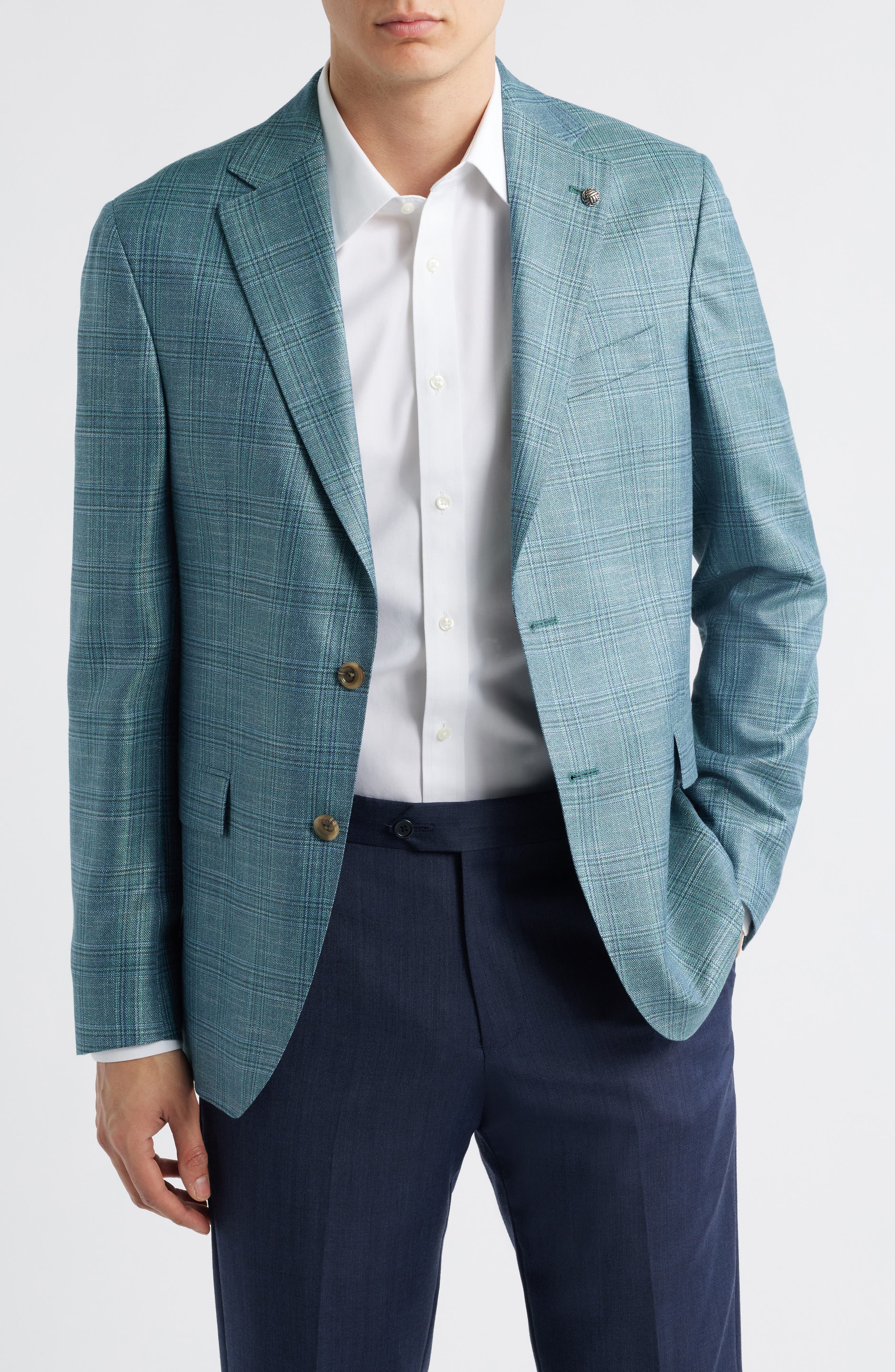 Midland Contemporary Fit Slub Check Plaid Sport Coat - image 1
