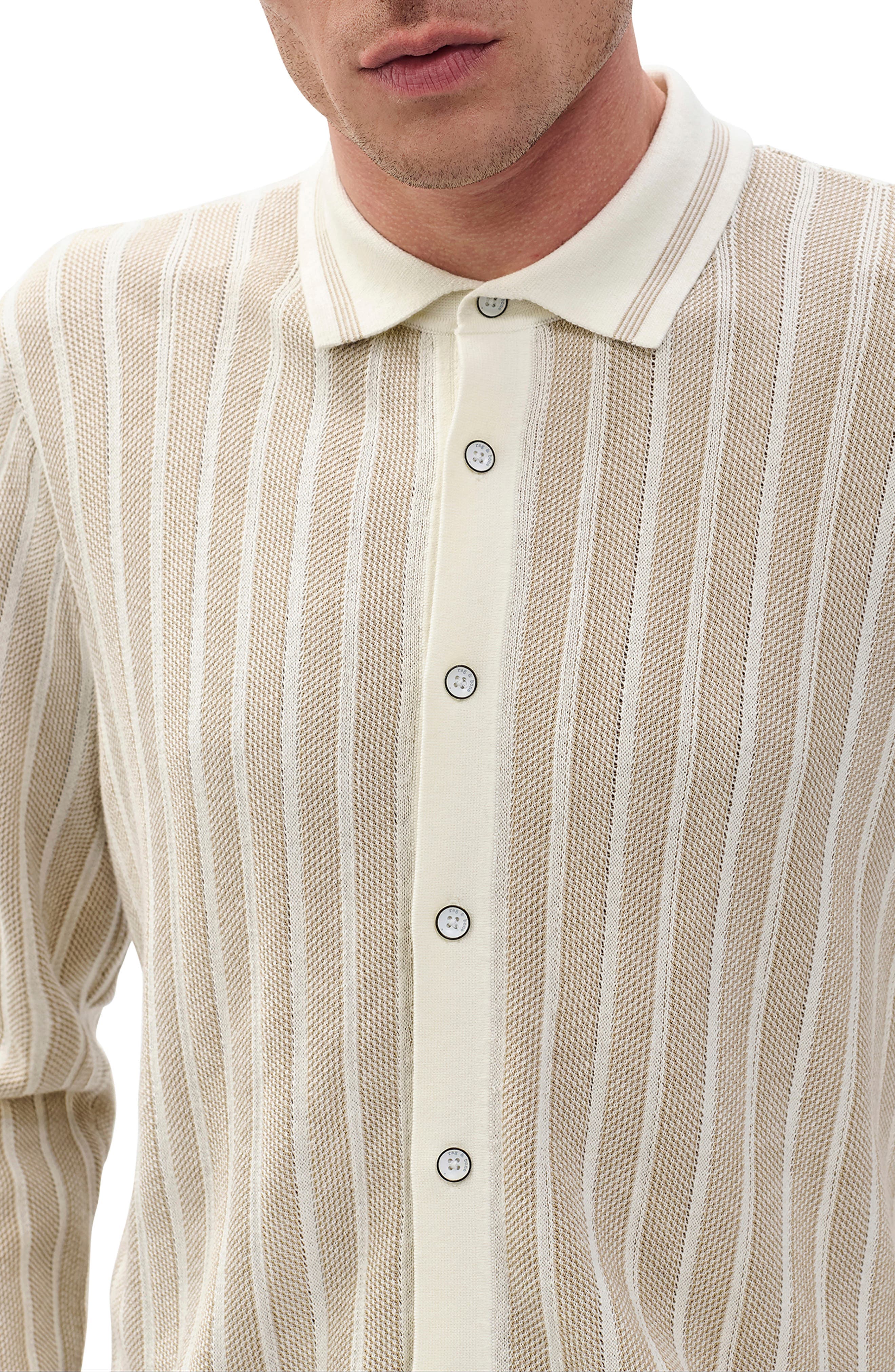 Harvey Long Sleeve Knit Button-Up Shirt - image 4