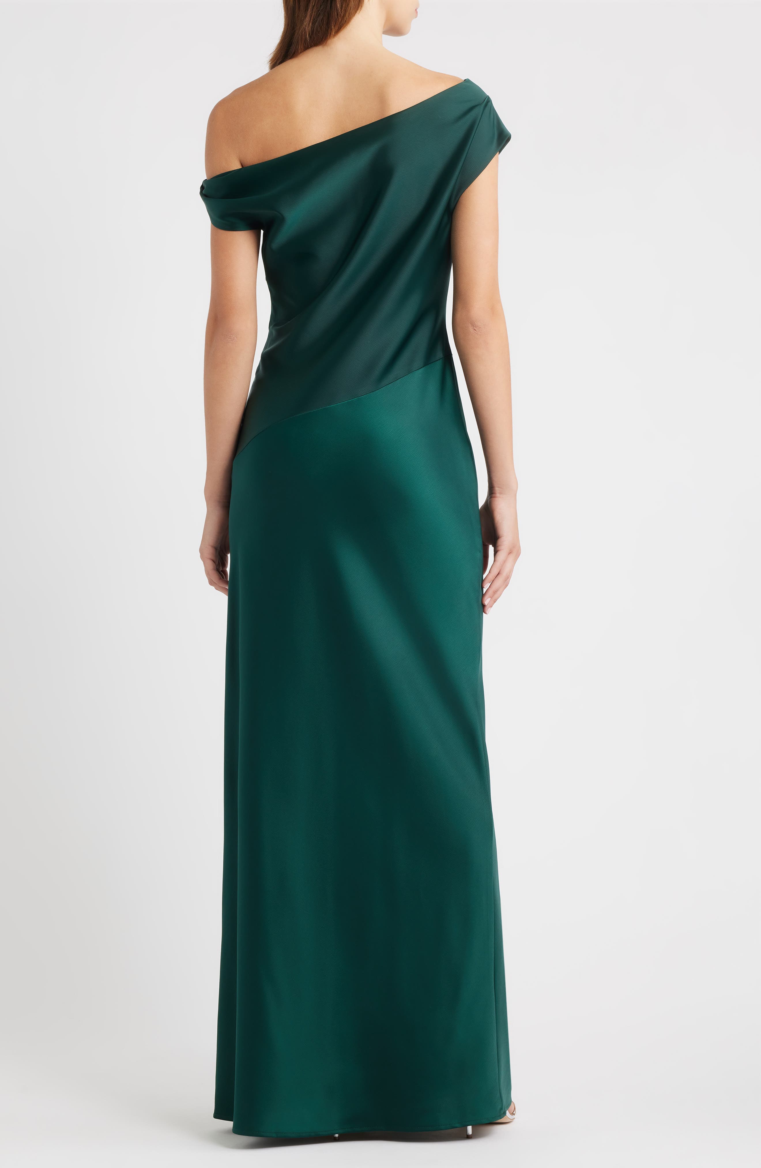 Colleen One-Shoulder Drape Satin Gown - image 2