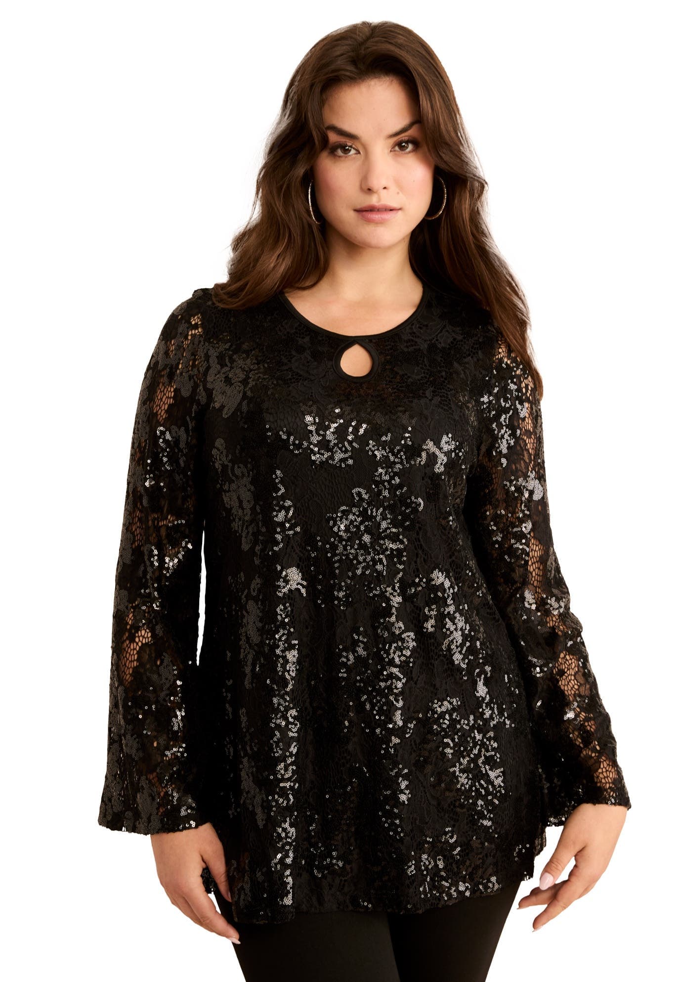 Sequin Keyhole Blouse - image 1
