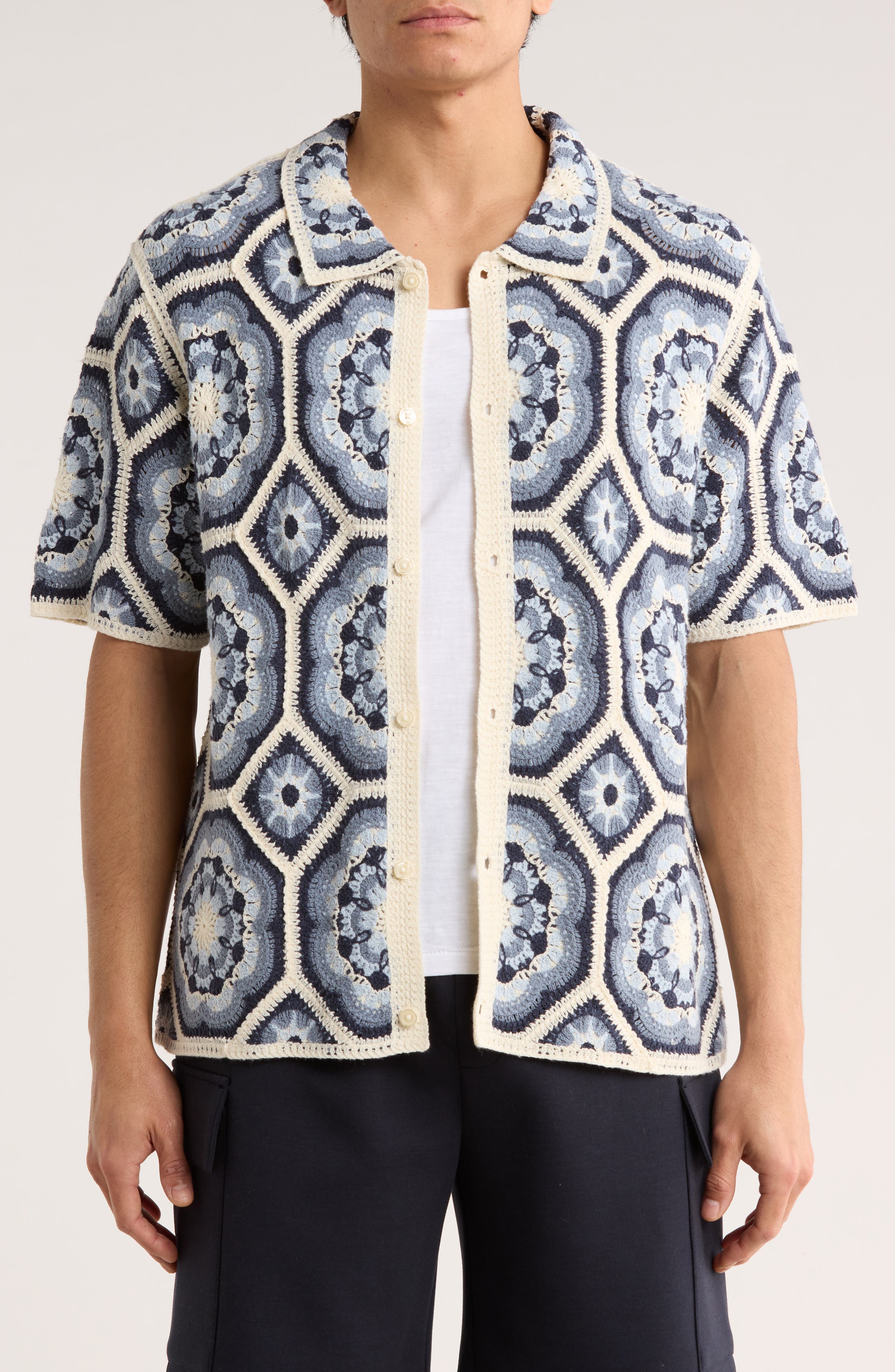 Crochet Button-Up Shirt - image 1