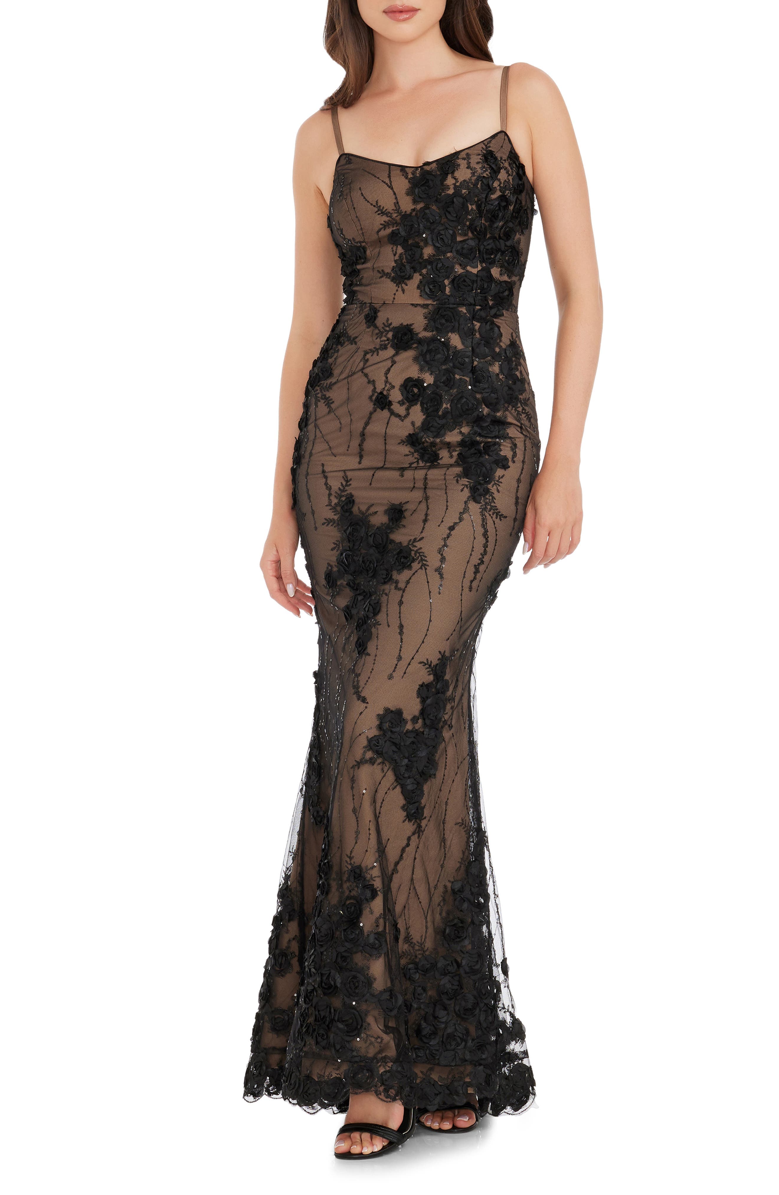 Giovanna Floral Sequin Mermaid Gown - image 1