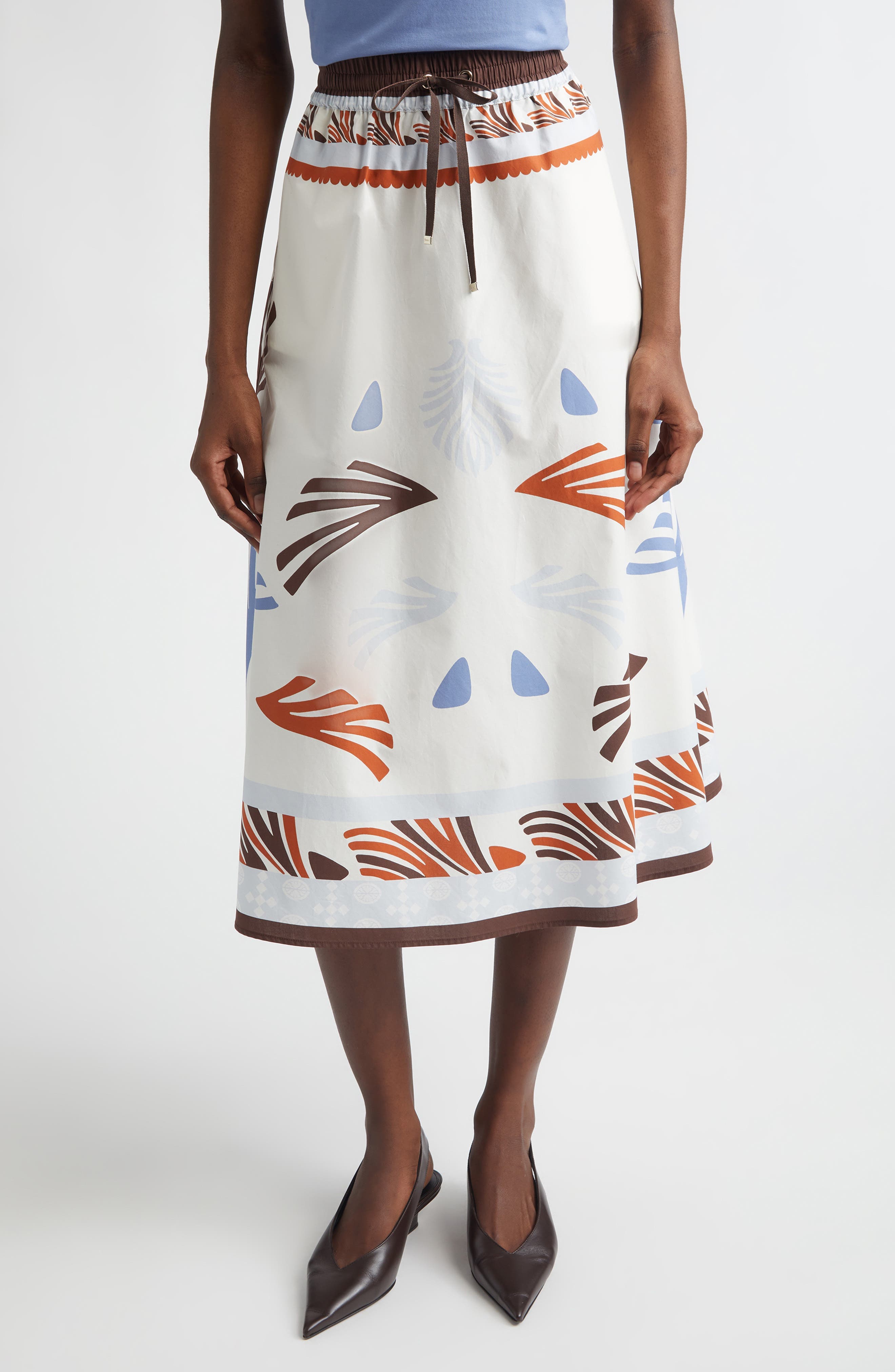 Summer Print Cotton Midi Skirt - image 1