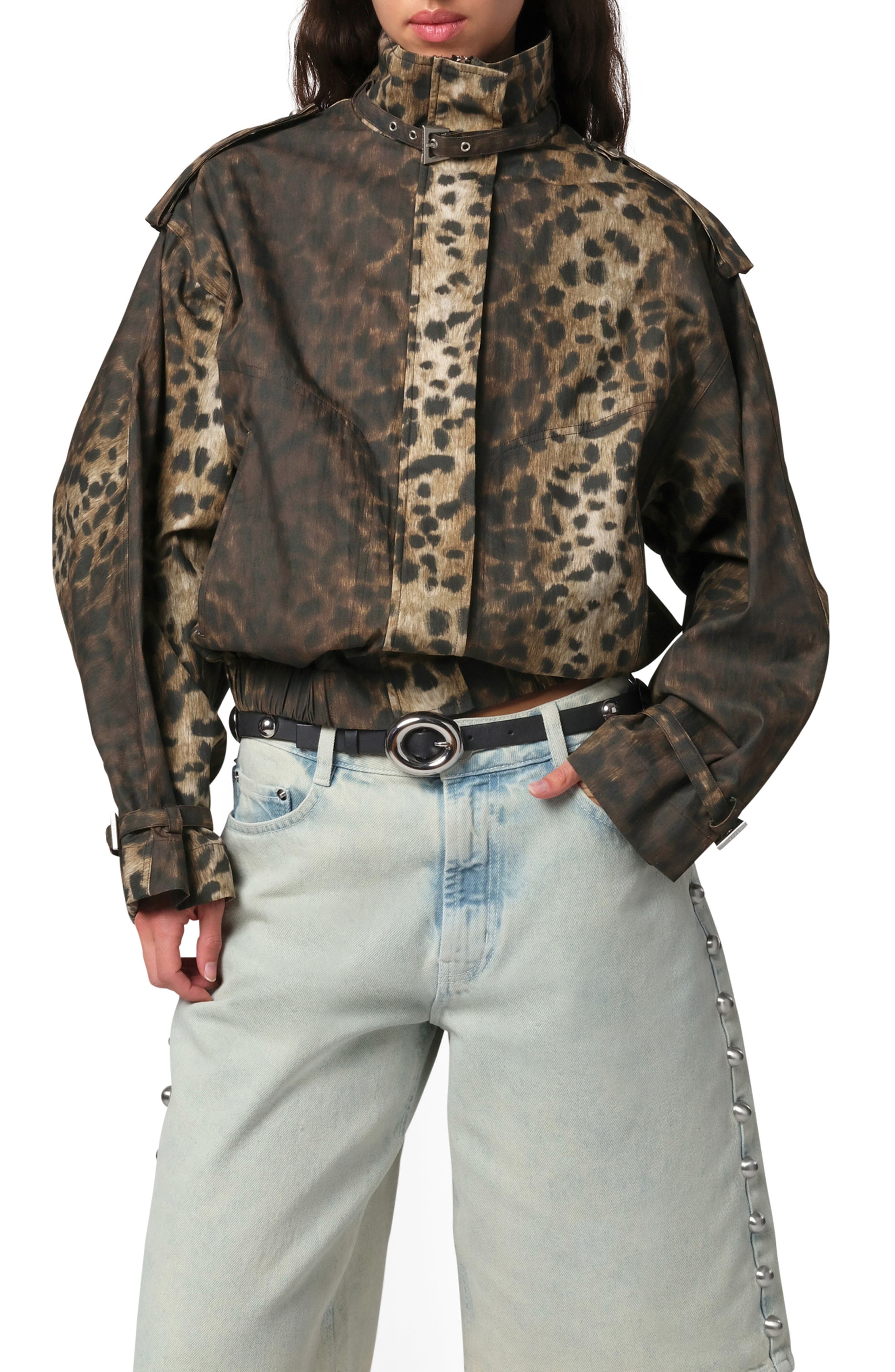 Thea Leopard Print Rain Jacket - image 1