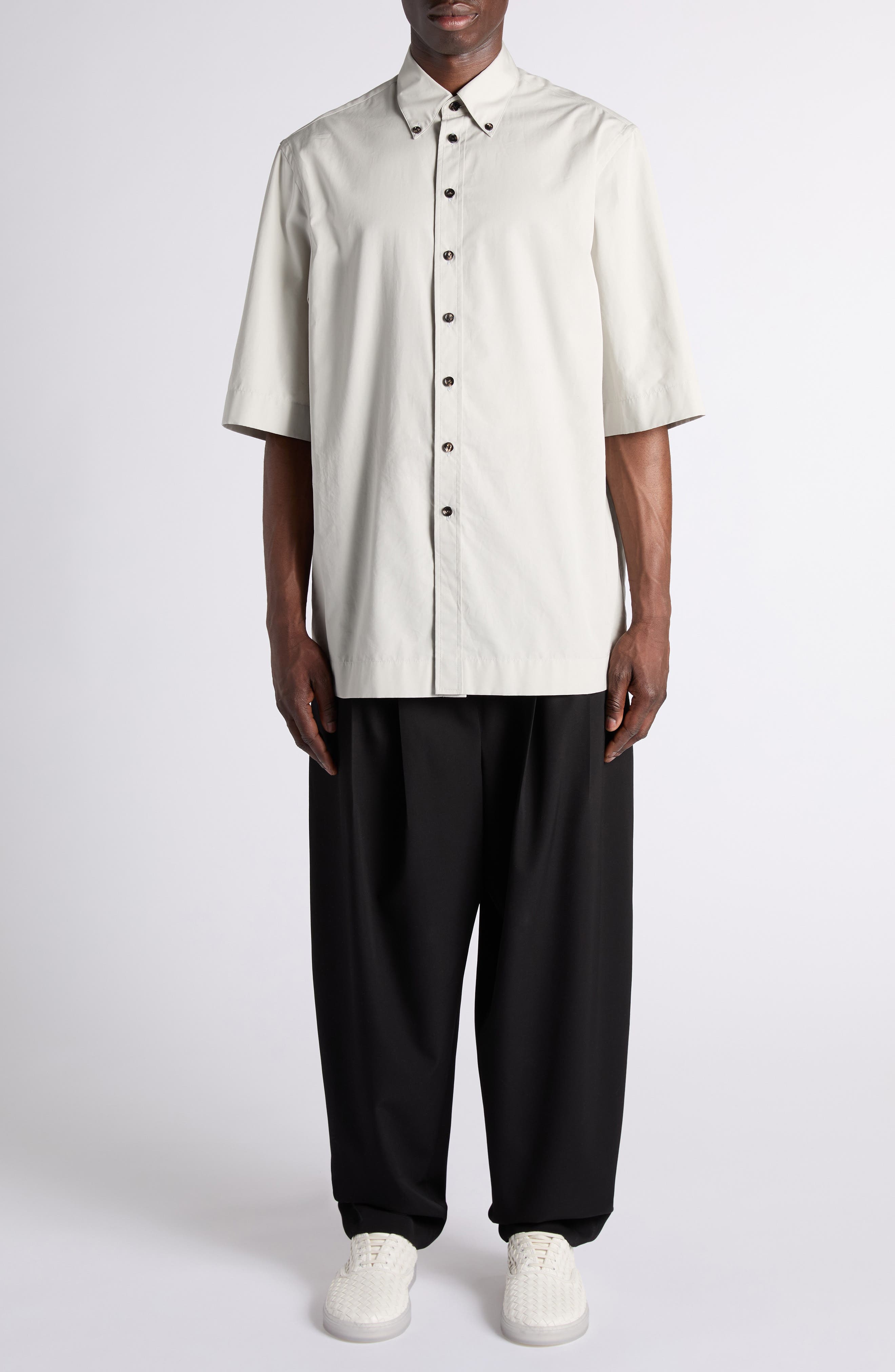 Drop Crotch Tapered Leg Lightweight Wool Twill Pants - image 2