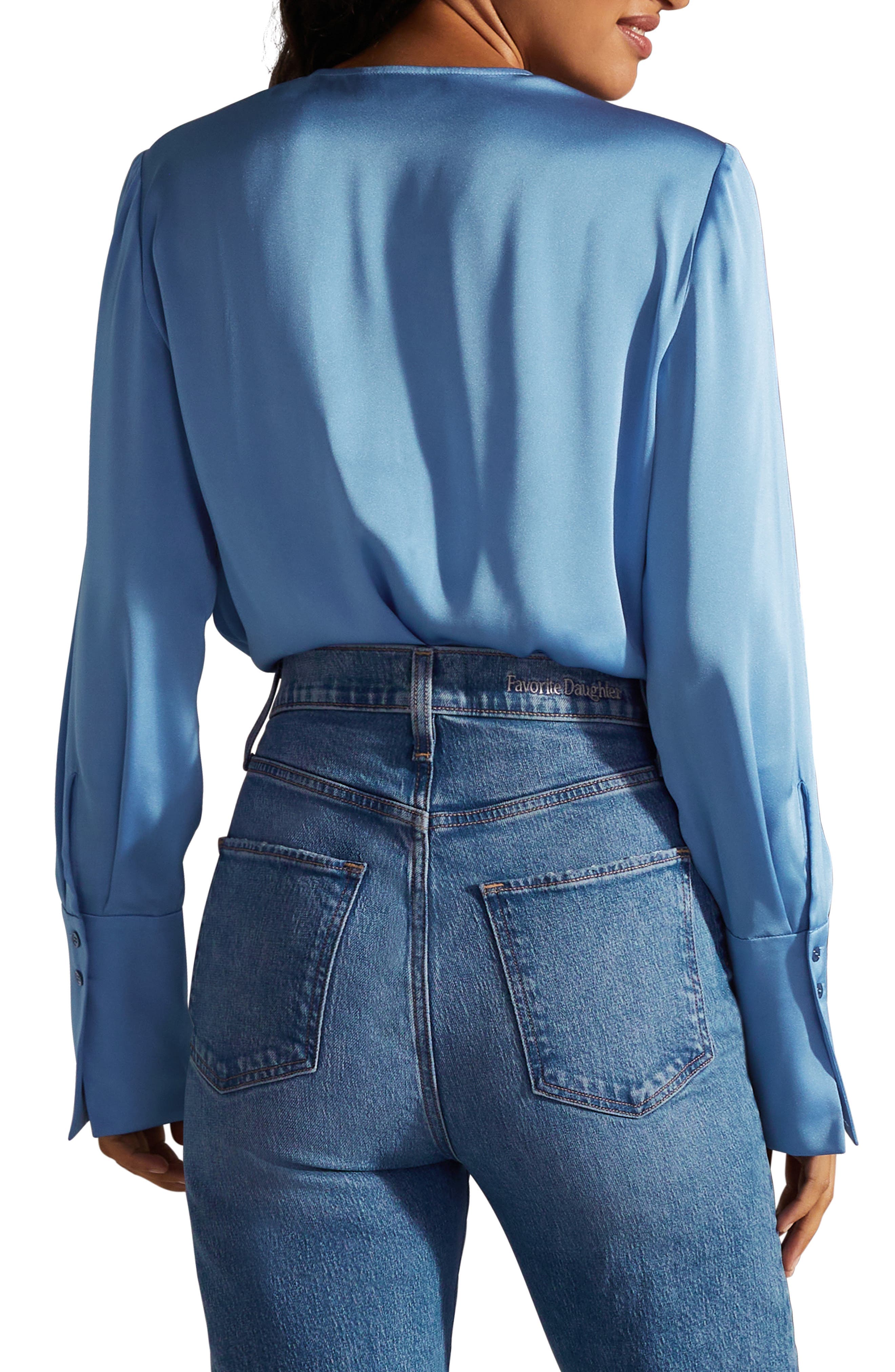 Surplice Long Sleeve Satin Bodysuit - image 2
