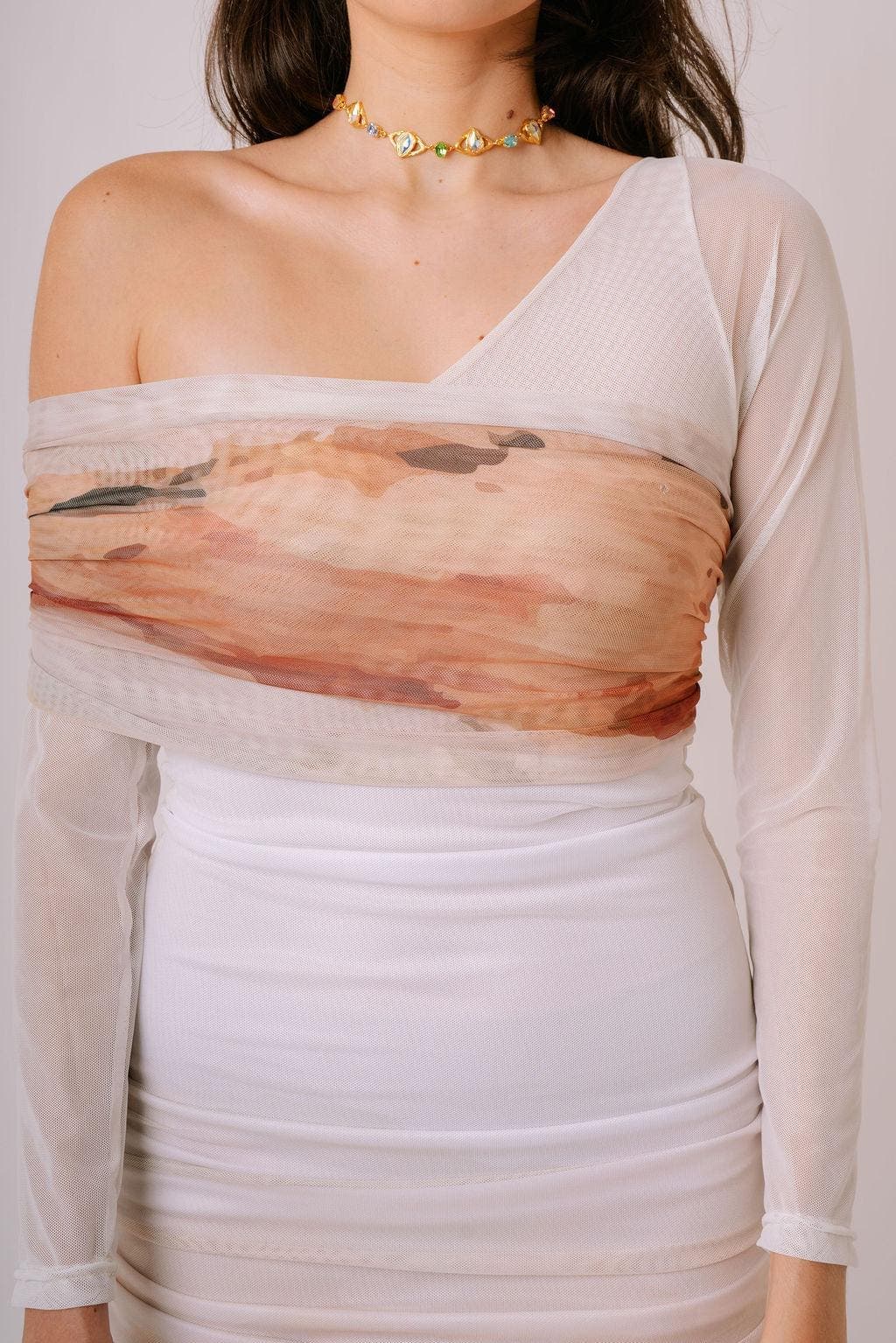 Bajareque One-Shoulder Mesh Dress - image 2