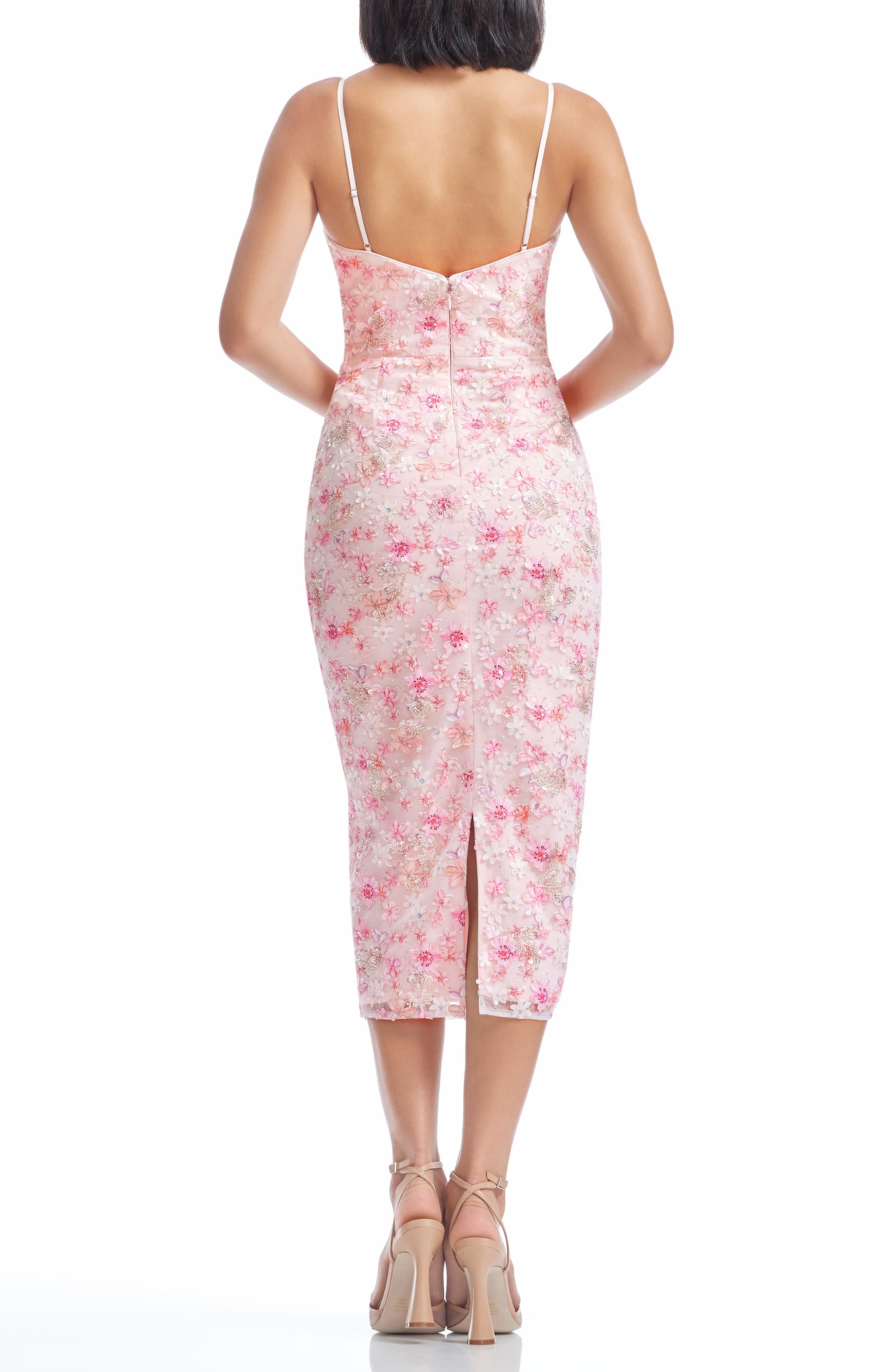 Donna Sequin Floral Applique Cocktail Midi Dress - image 2